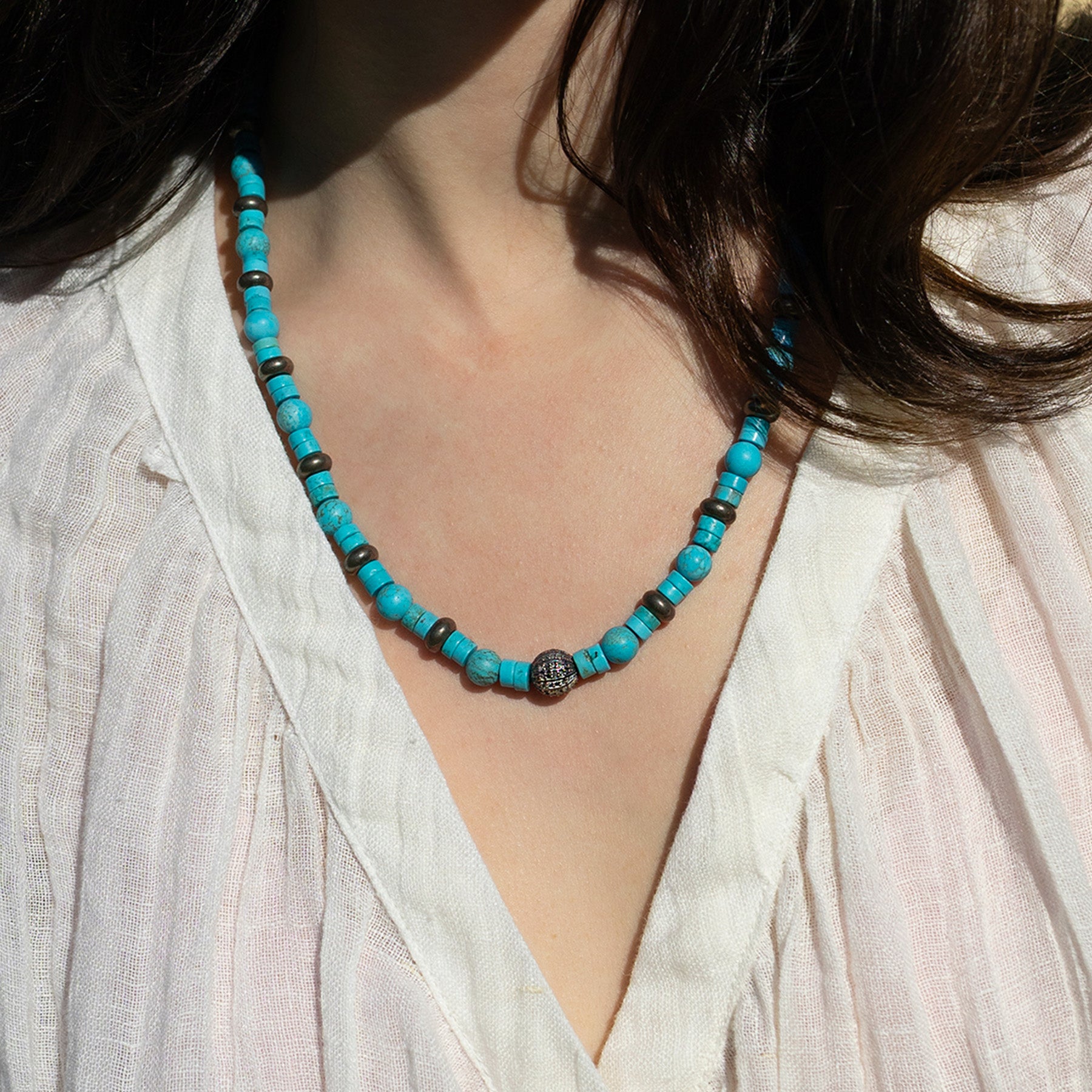 Turquoise and Pyrite Necklace