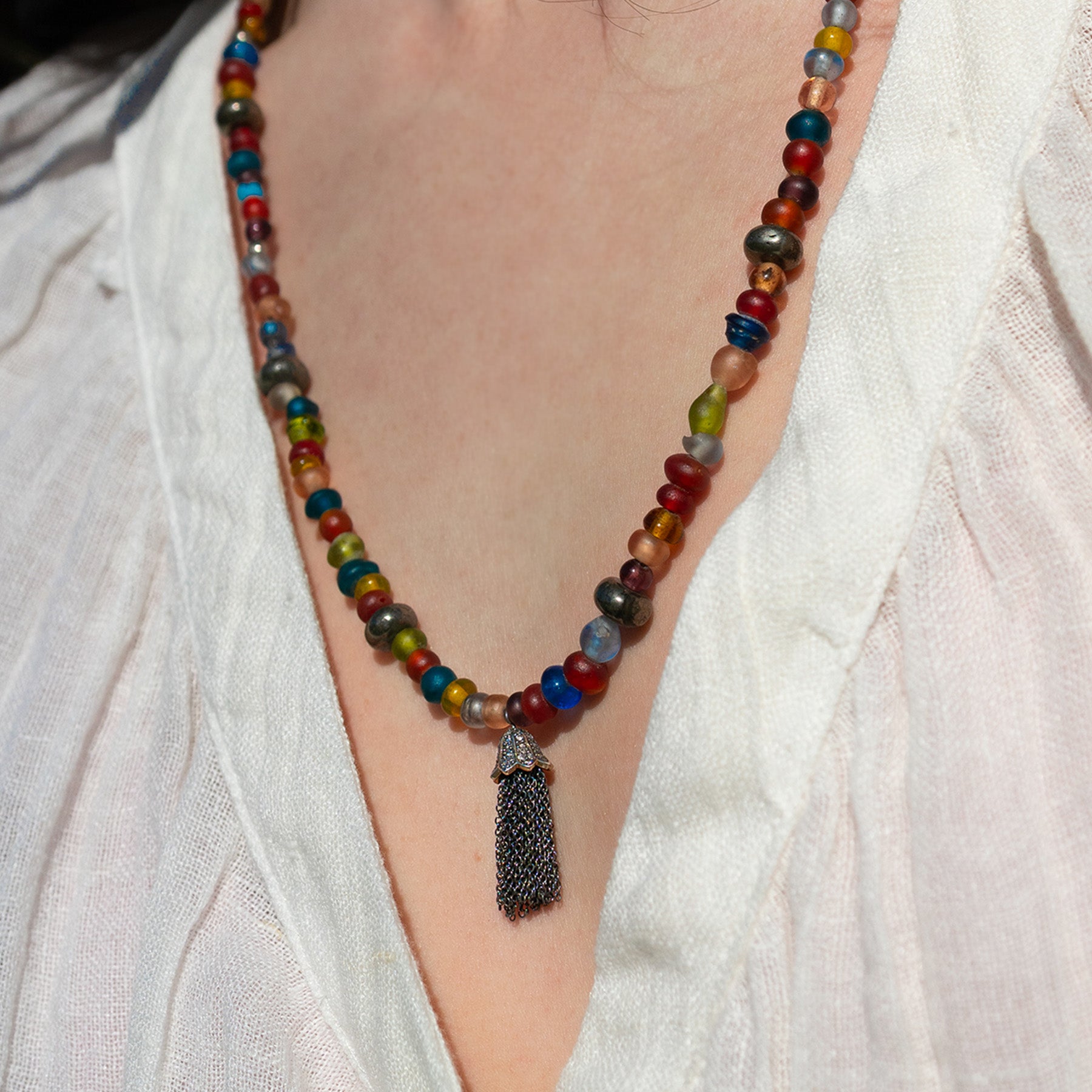 Multi Coloured Mix and Pyrite Necklace