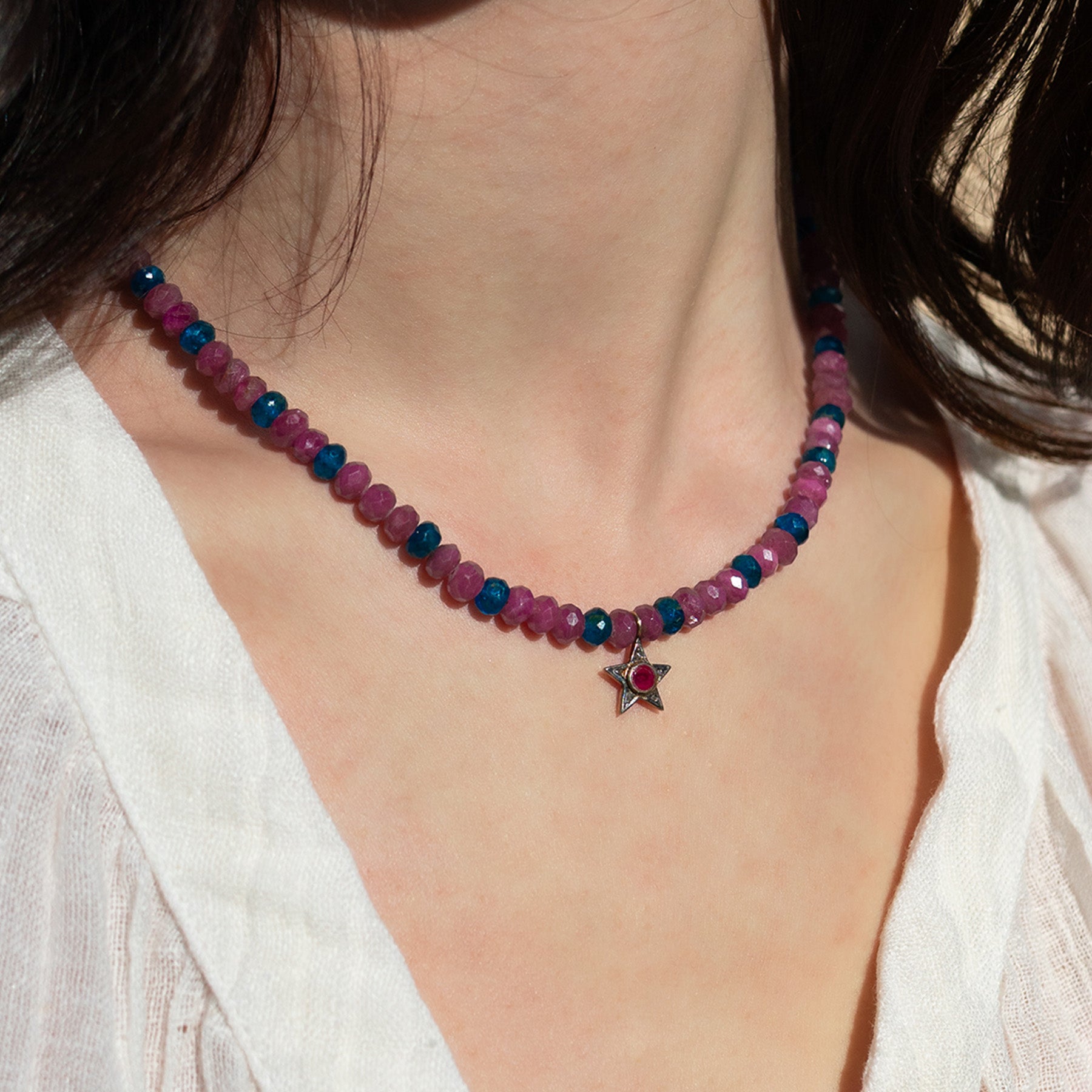 Ruby, Apatite & Star Necklace