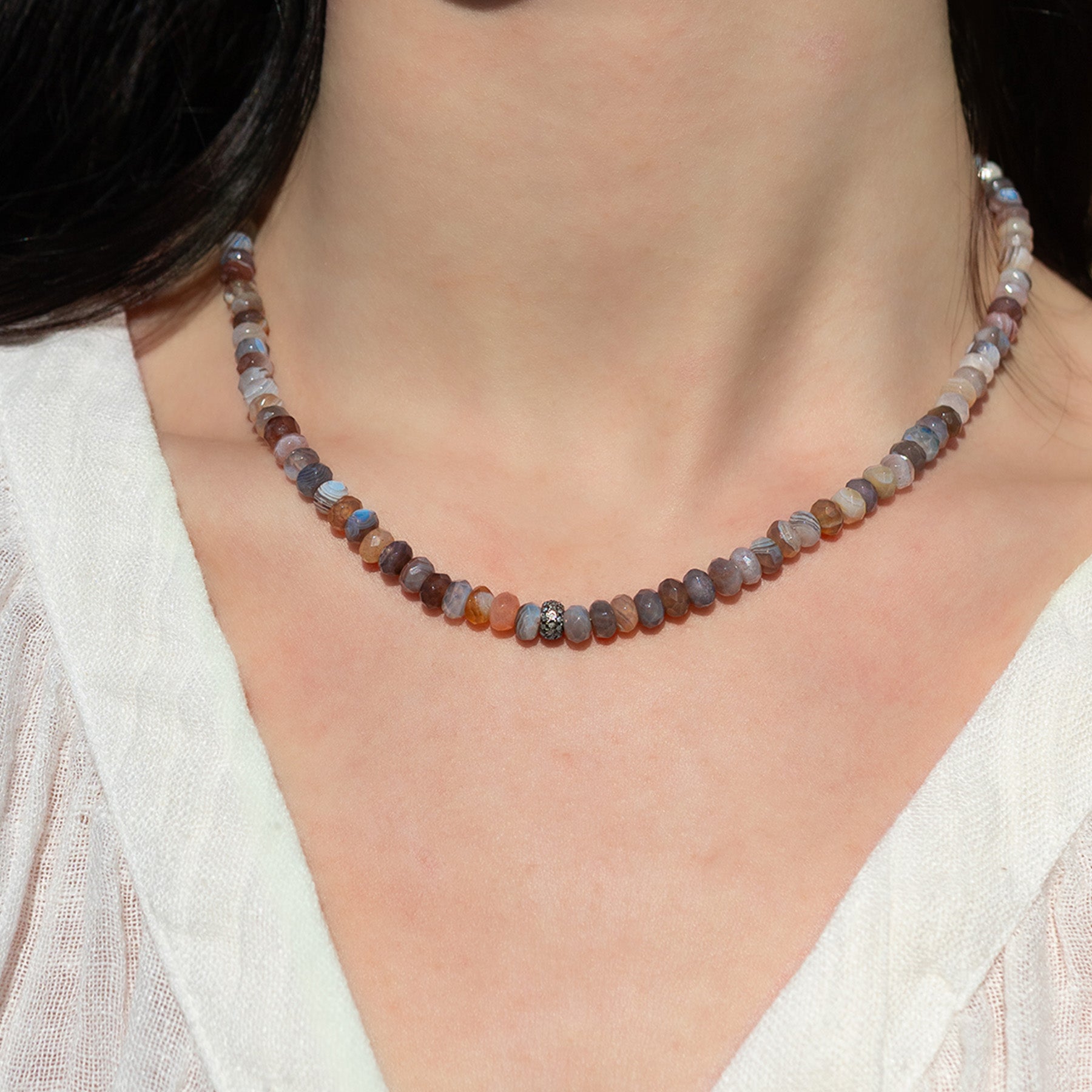 Agate & Diamond Necklace