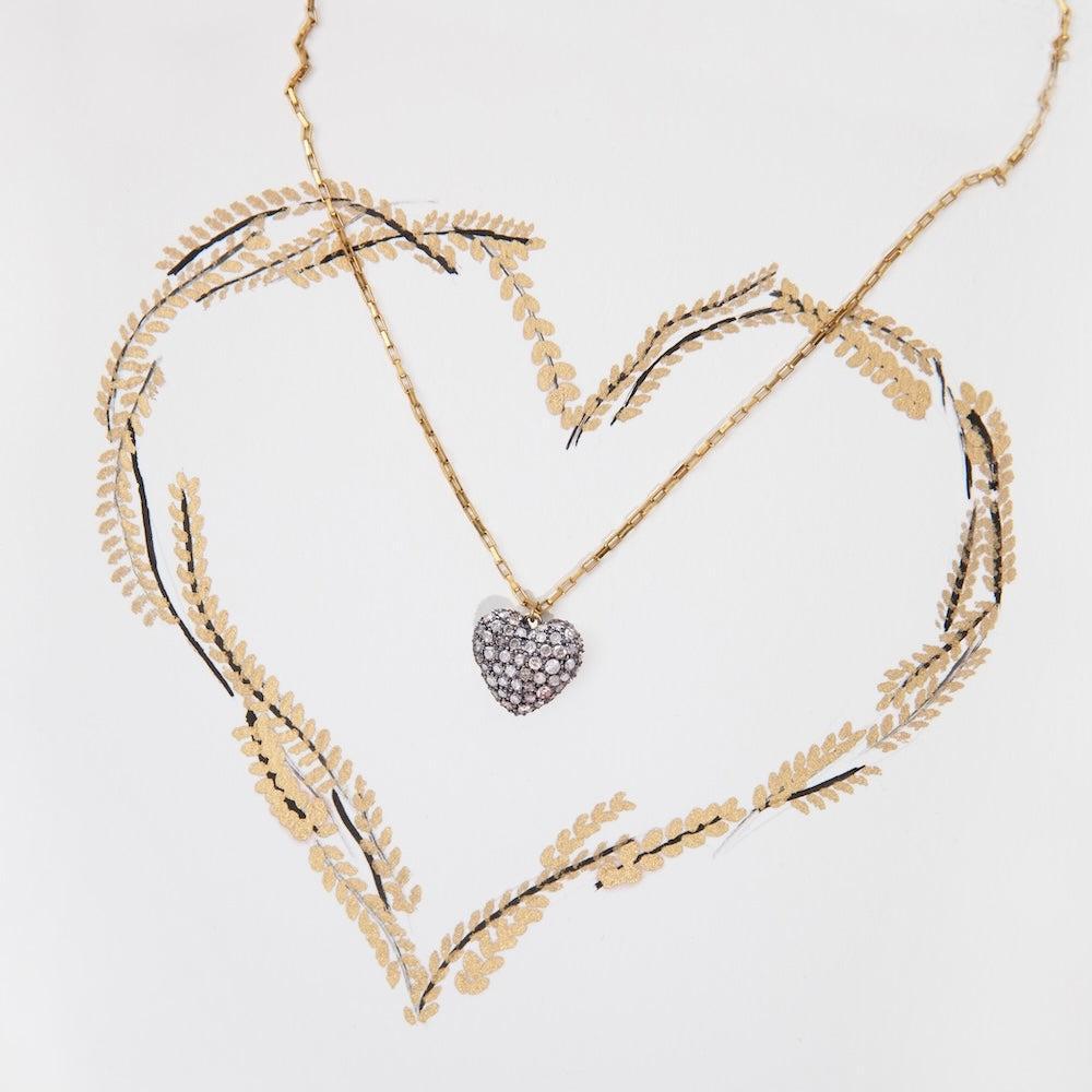 Diamond Cushion Heart Link Necklace