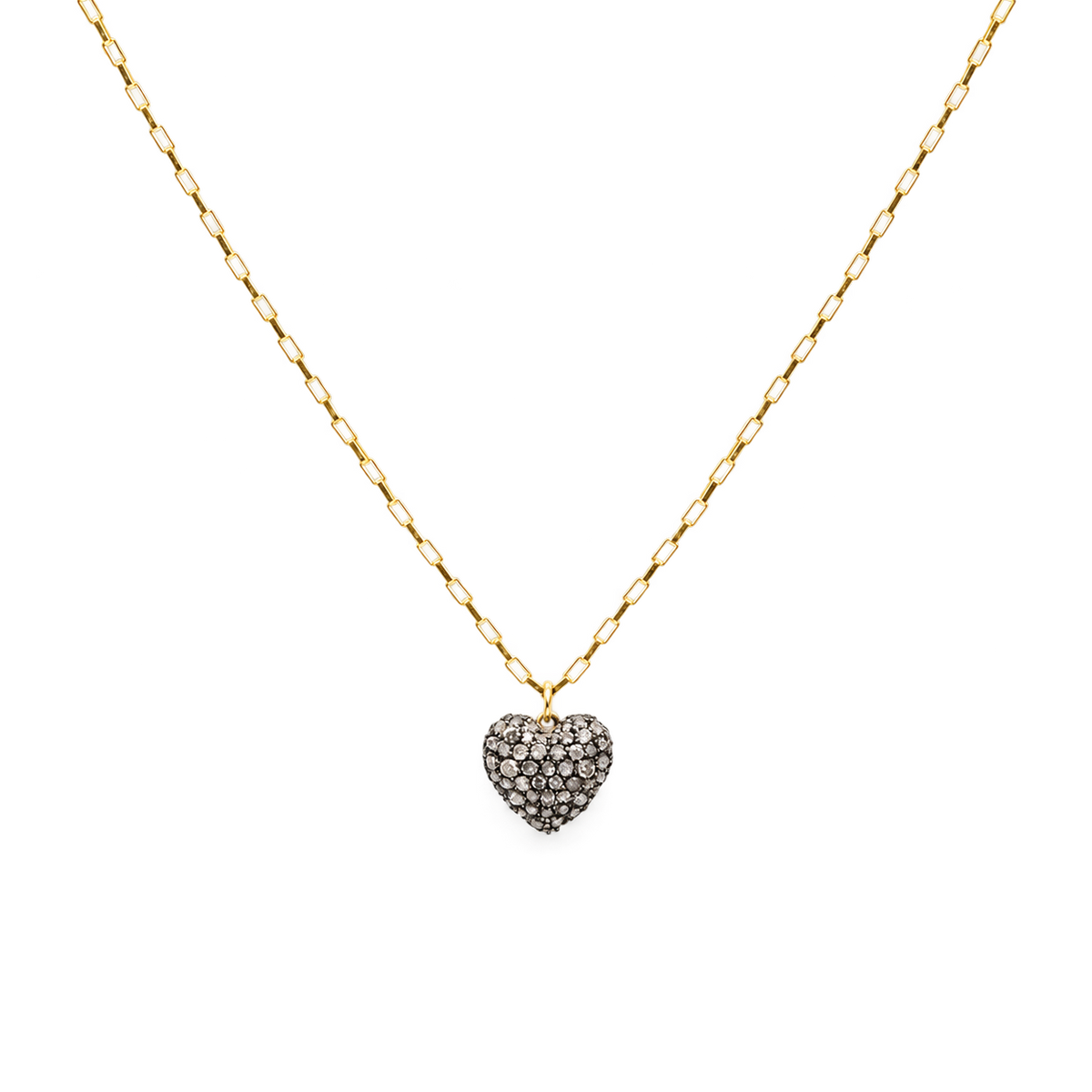 Diamond Cushion Heart Link Necklace