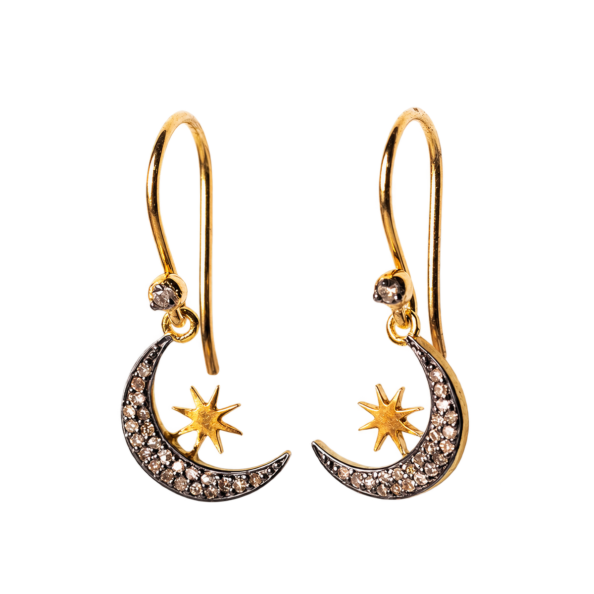 Diamond Moon & Star Earrings