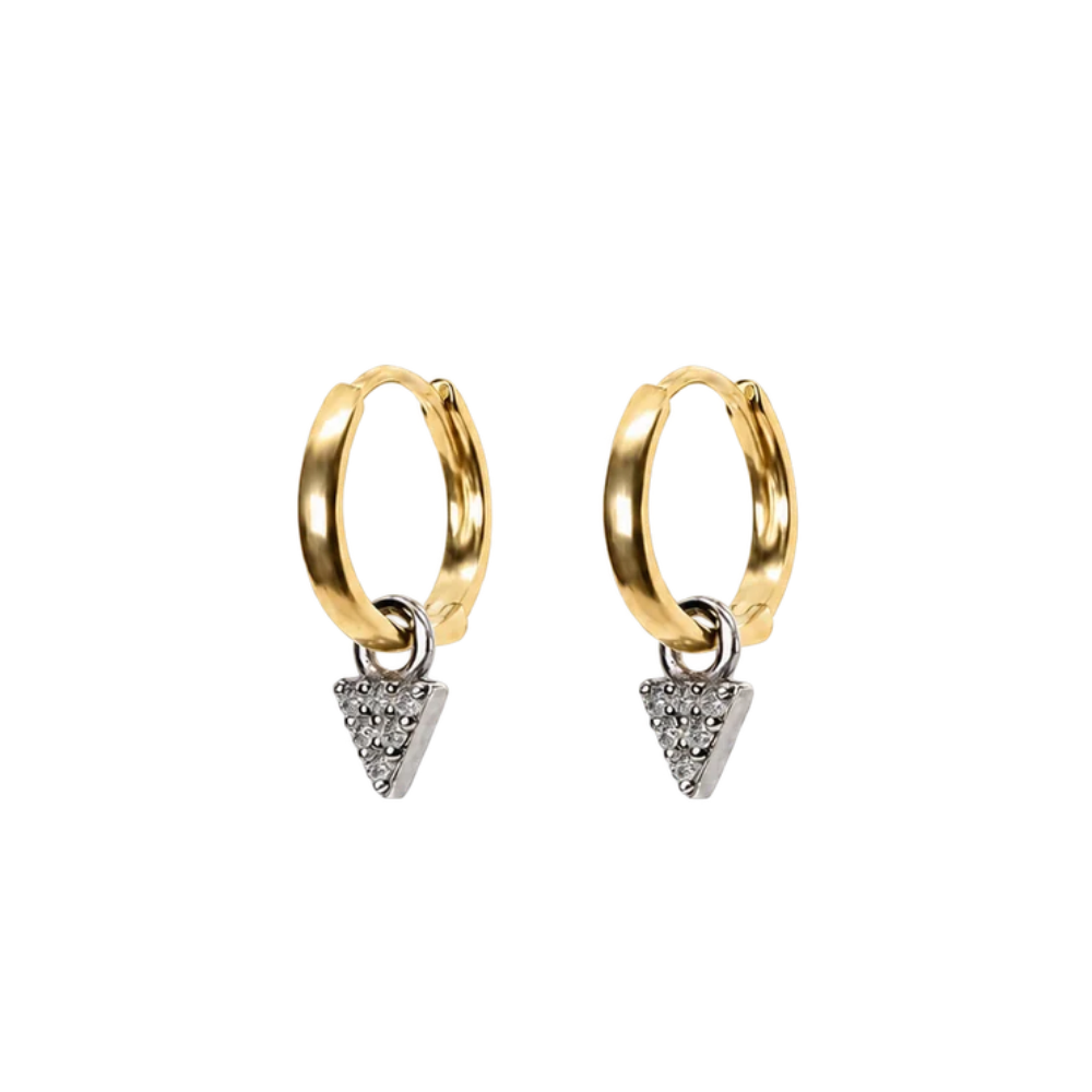 Tiny Diamond Charm Huggie Hoops