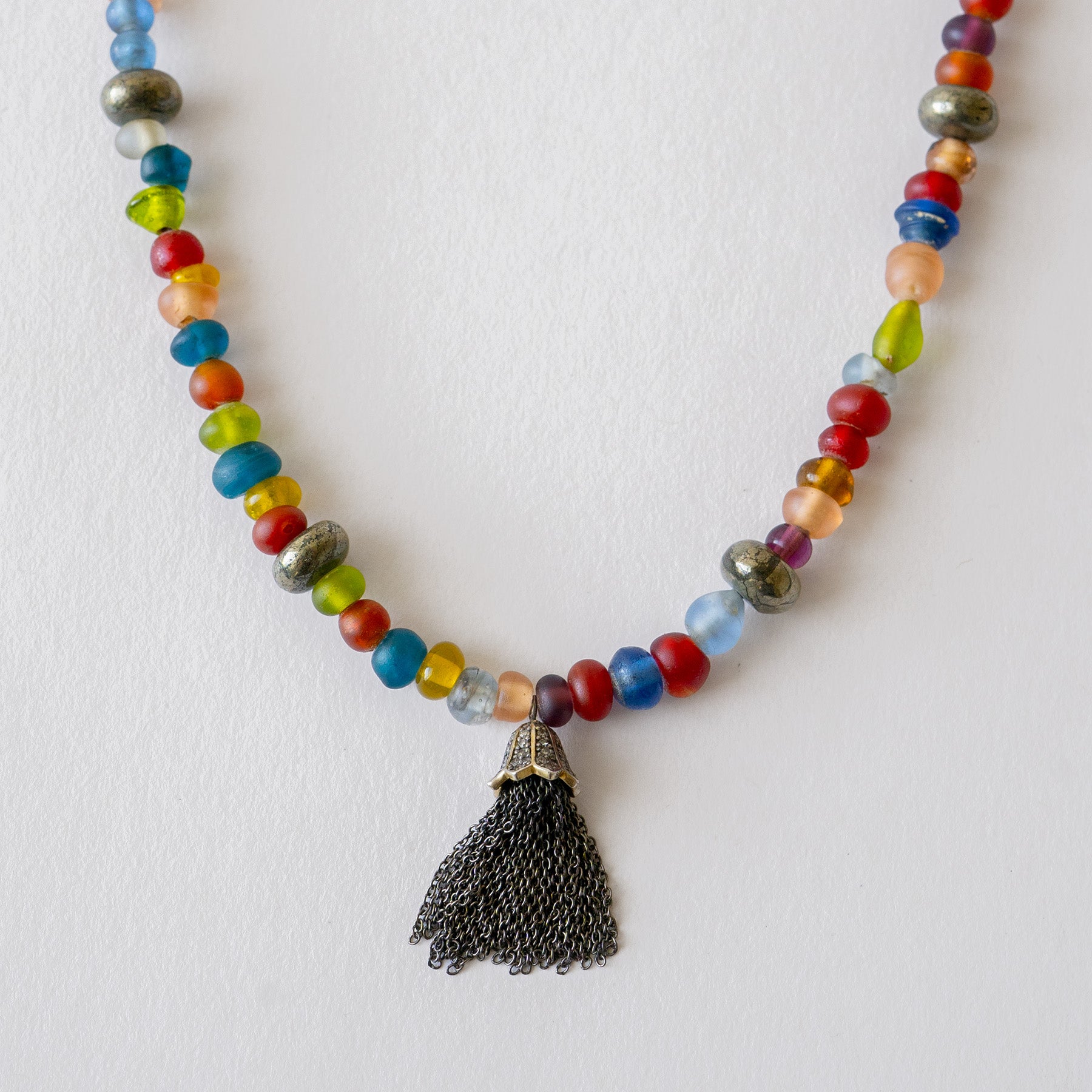 Multi Coloured Mix and Pyrite Necklace