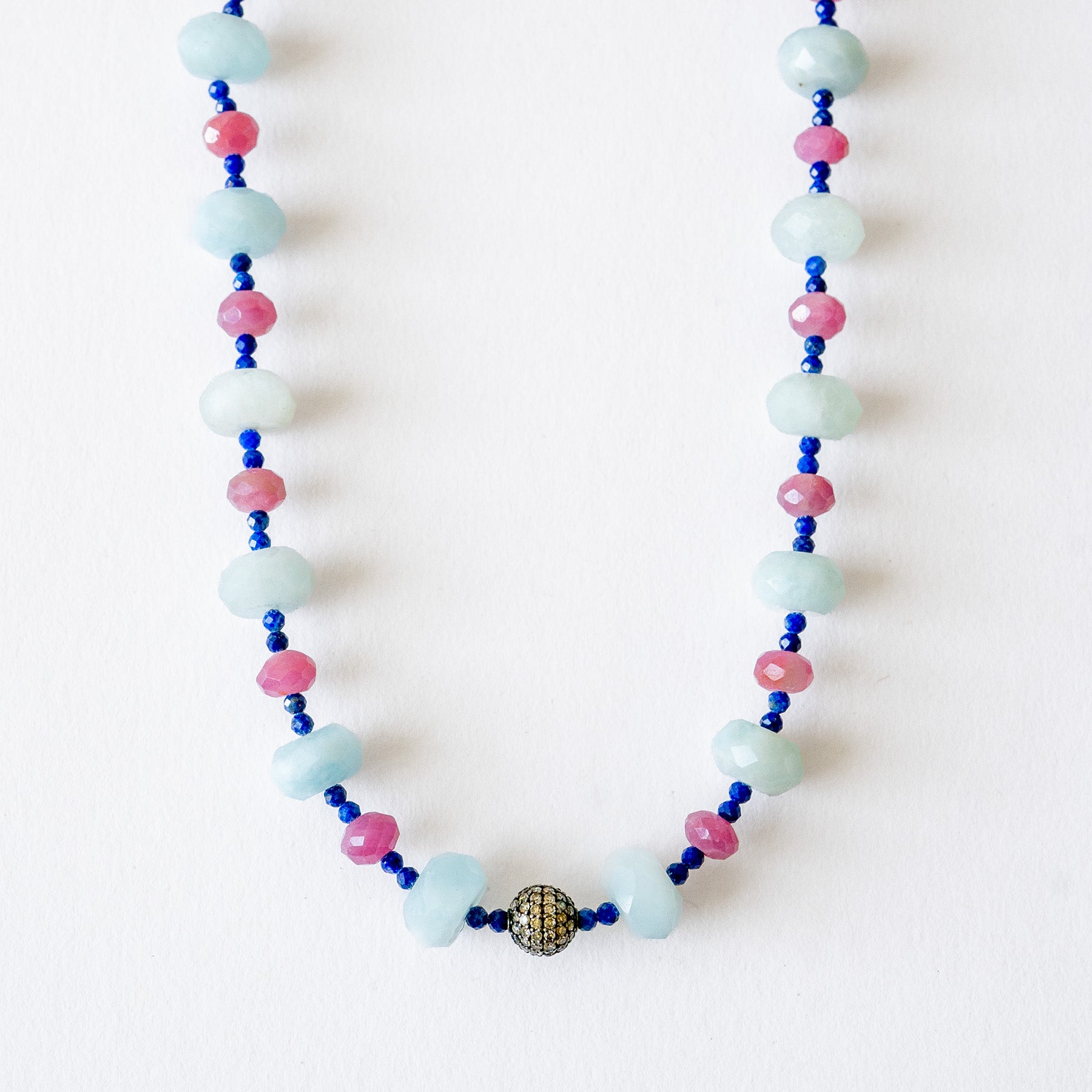 Aquamarine, Ruby & Lapis Necklace