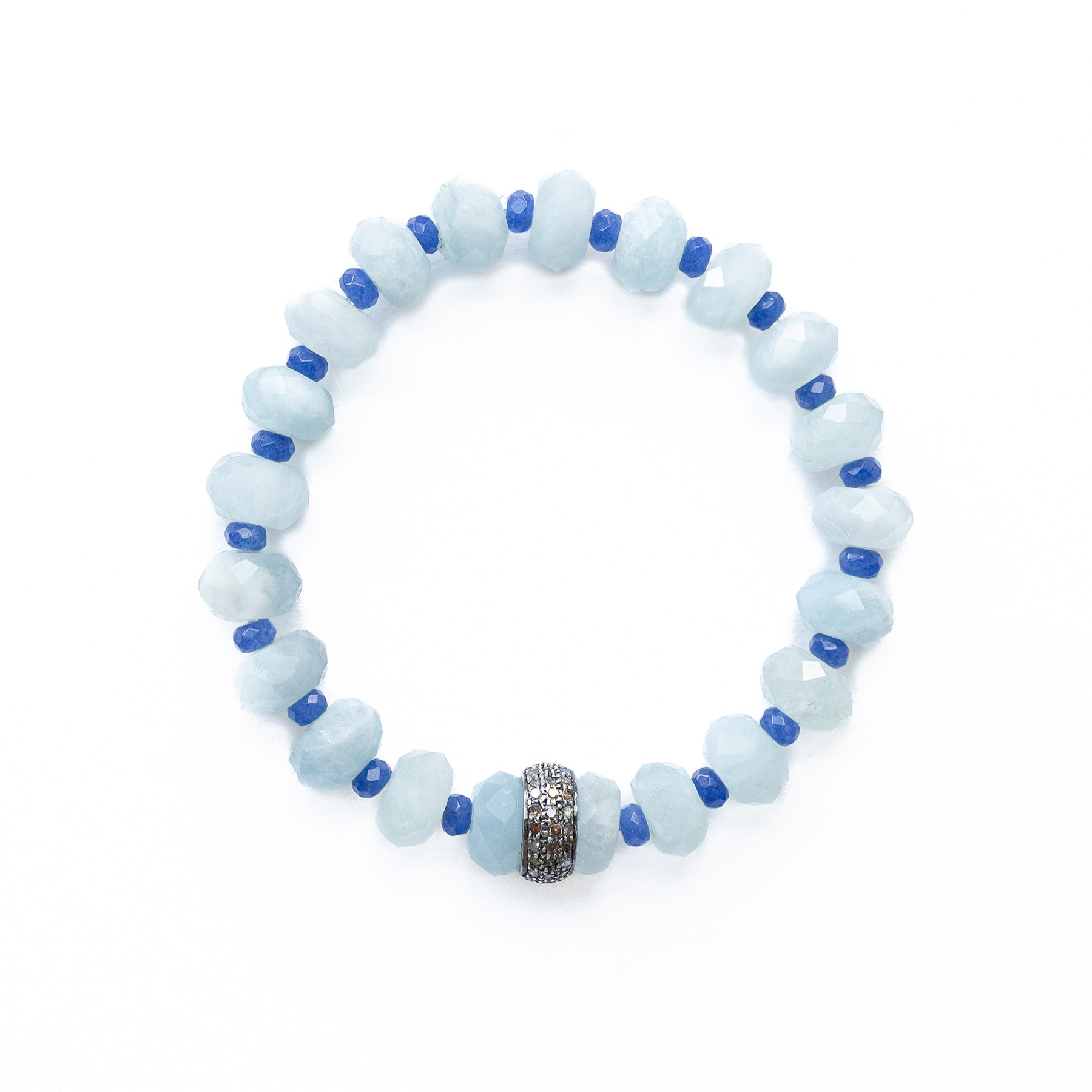 Aquamarine & Vintage Glass Bracelet