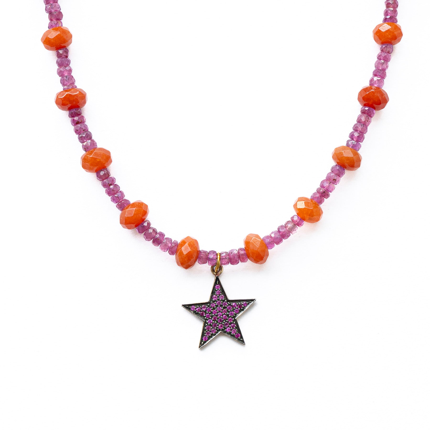 Ruby & Carnelian Chunky Star Necklace