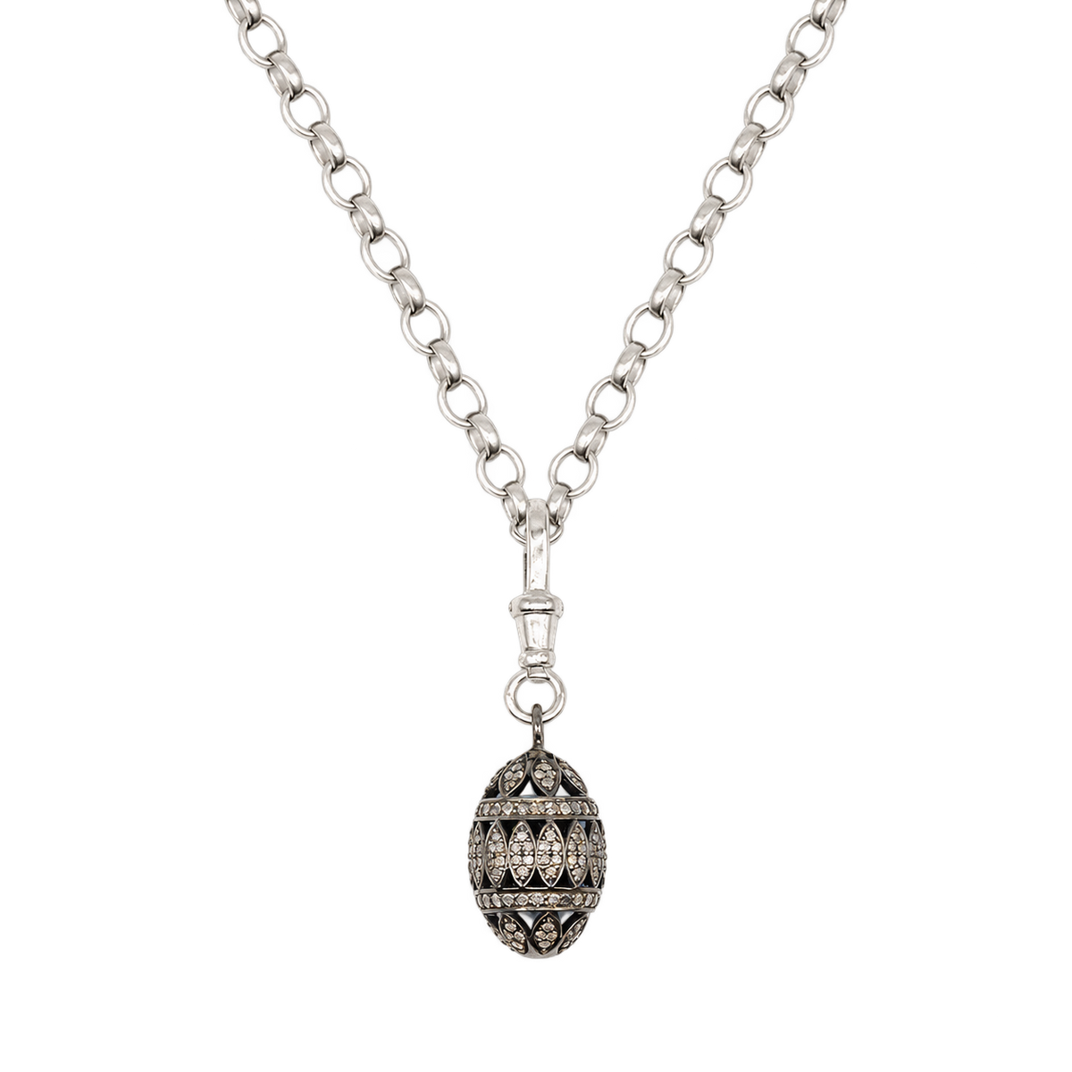 Diamond Silver Egg Necklace