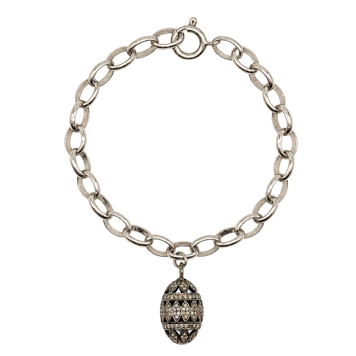 Diamond Silver Egg Bracelet