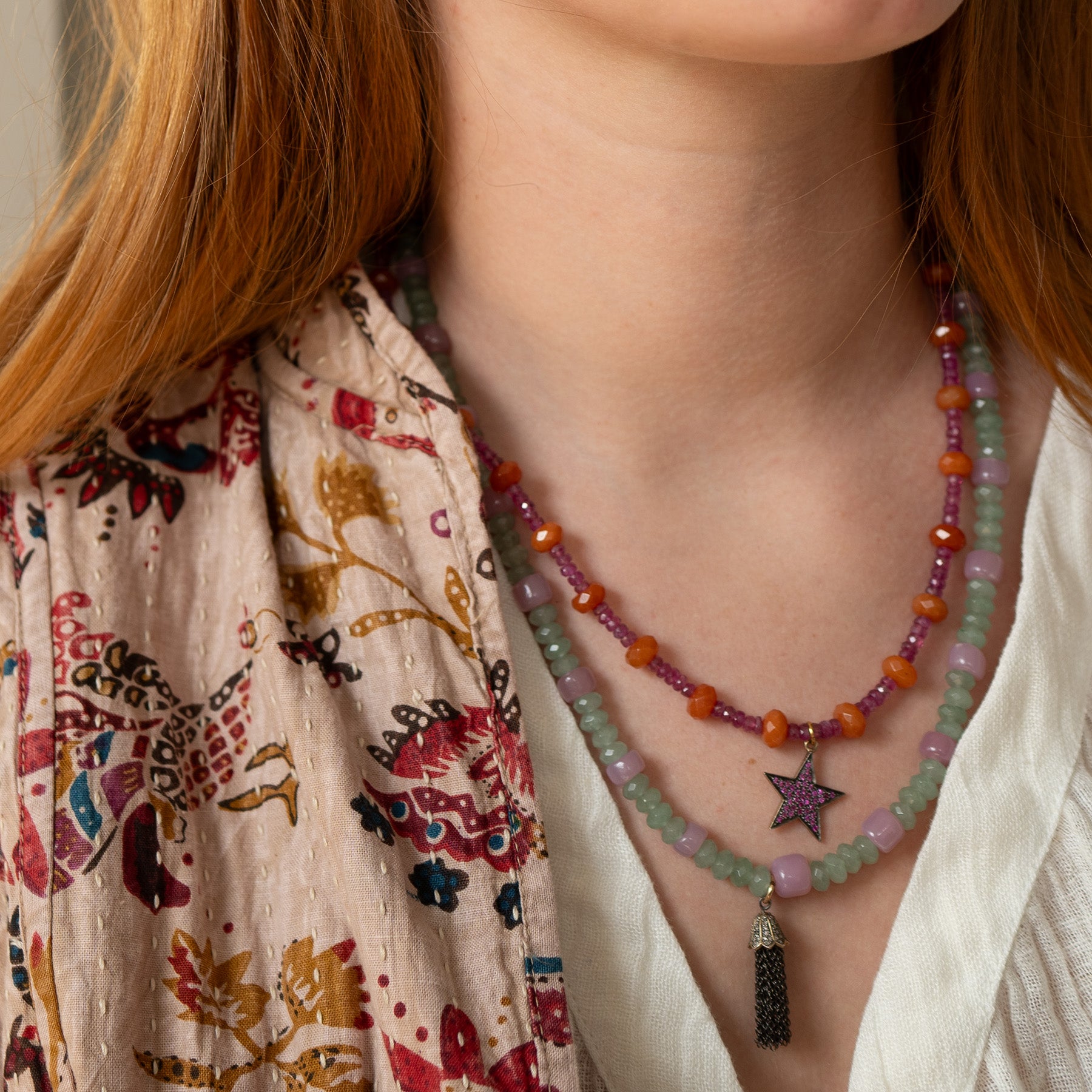 Ruby & Carnelian Chunky Star Necklace