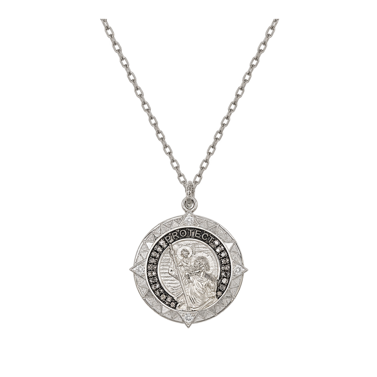 Angie Smith x KLM Diamond & Silver St Christopher Necklace