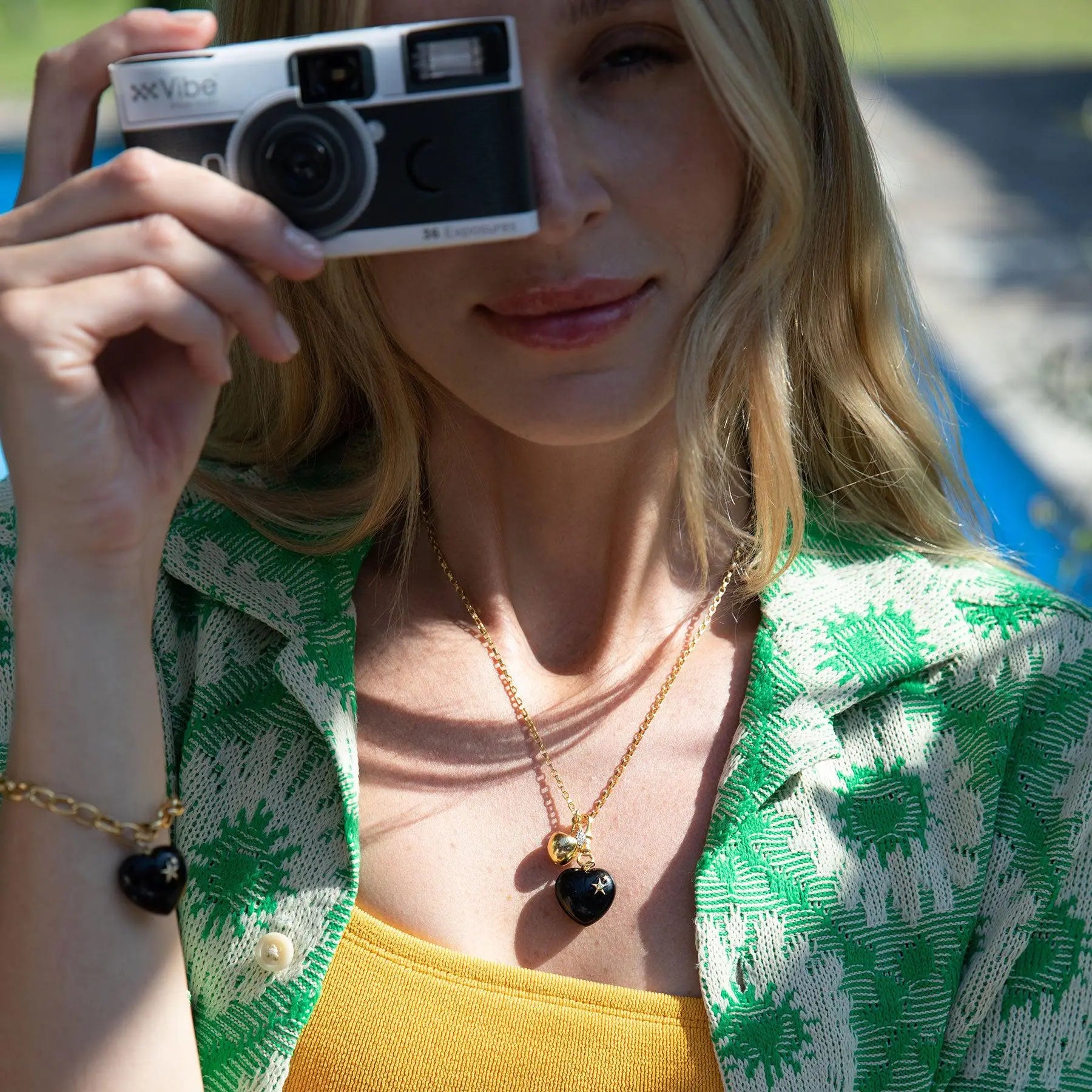 Diamond & Onyx Chunky Heart Pendant