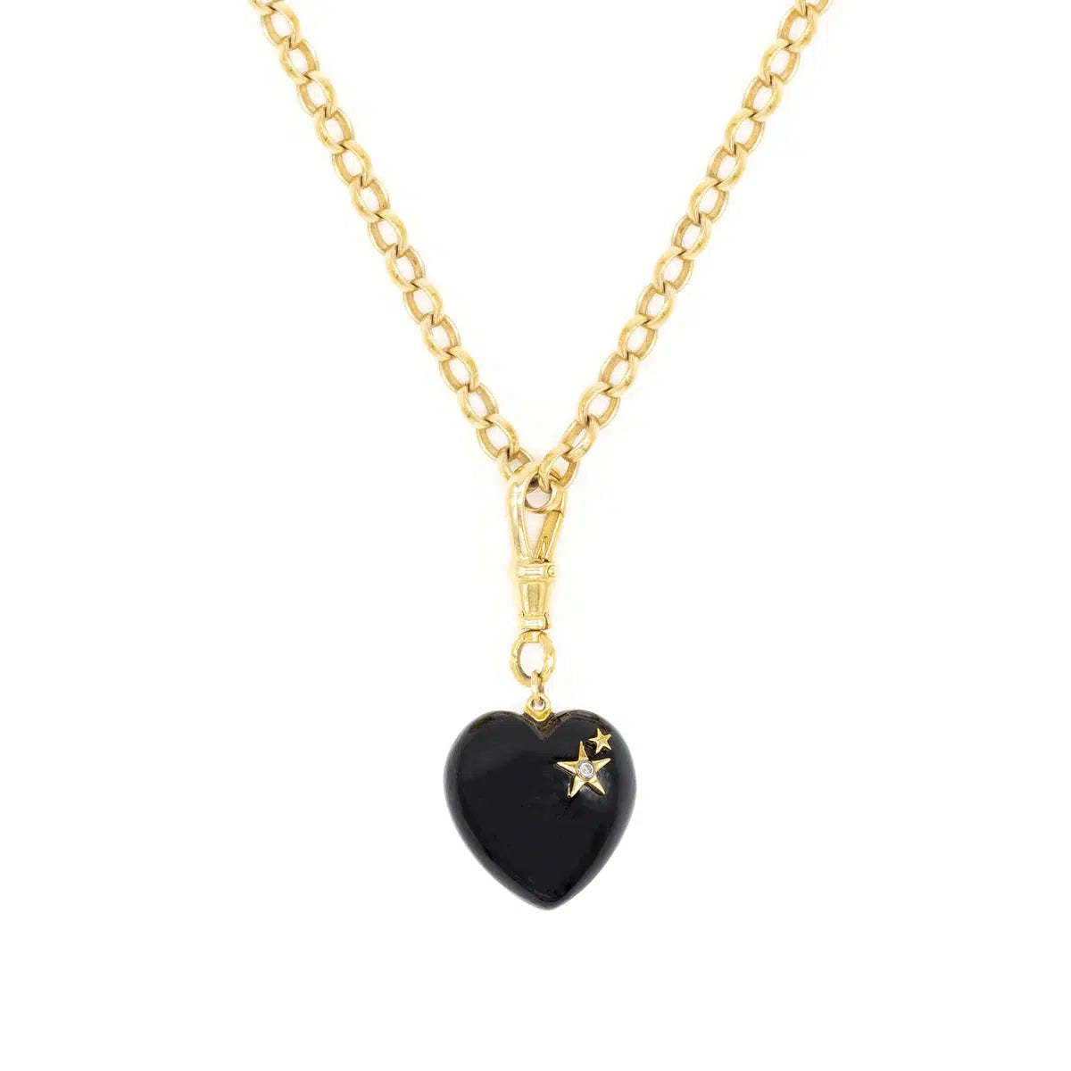 Diamond and Onyx Chunky Heart Necklace
