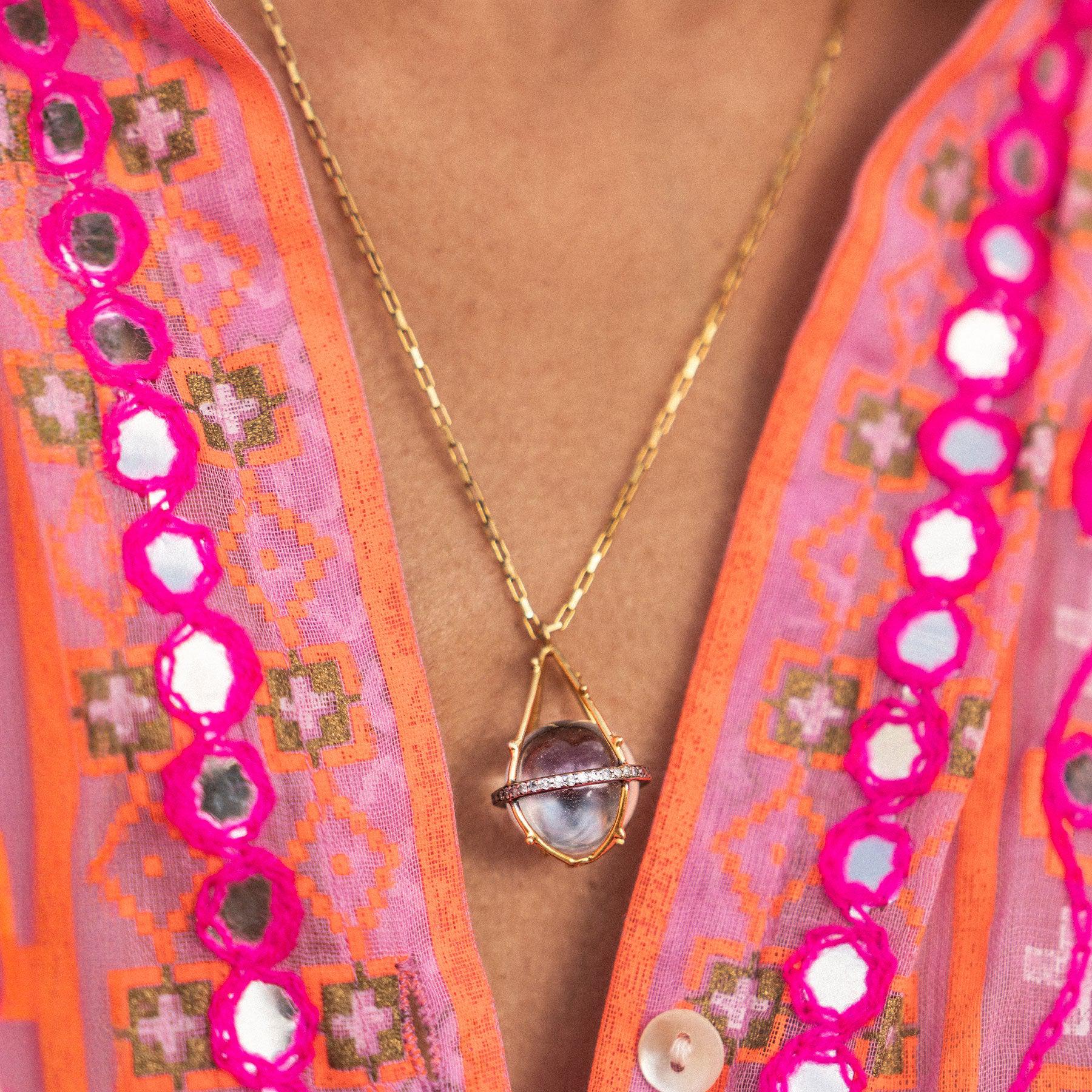 Diamond Crystal Ball Necklace