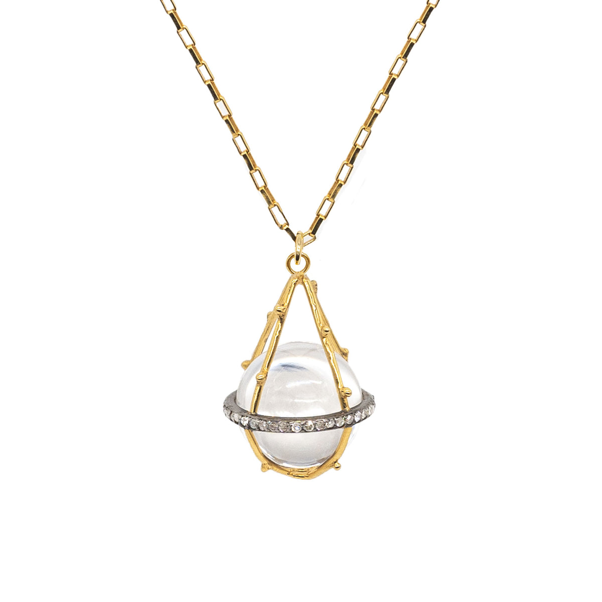 Diamond Crystal Ball Necklace – Mystical Quartz & Diamonds 