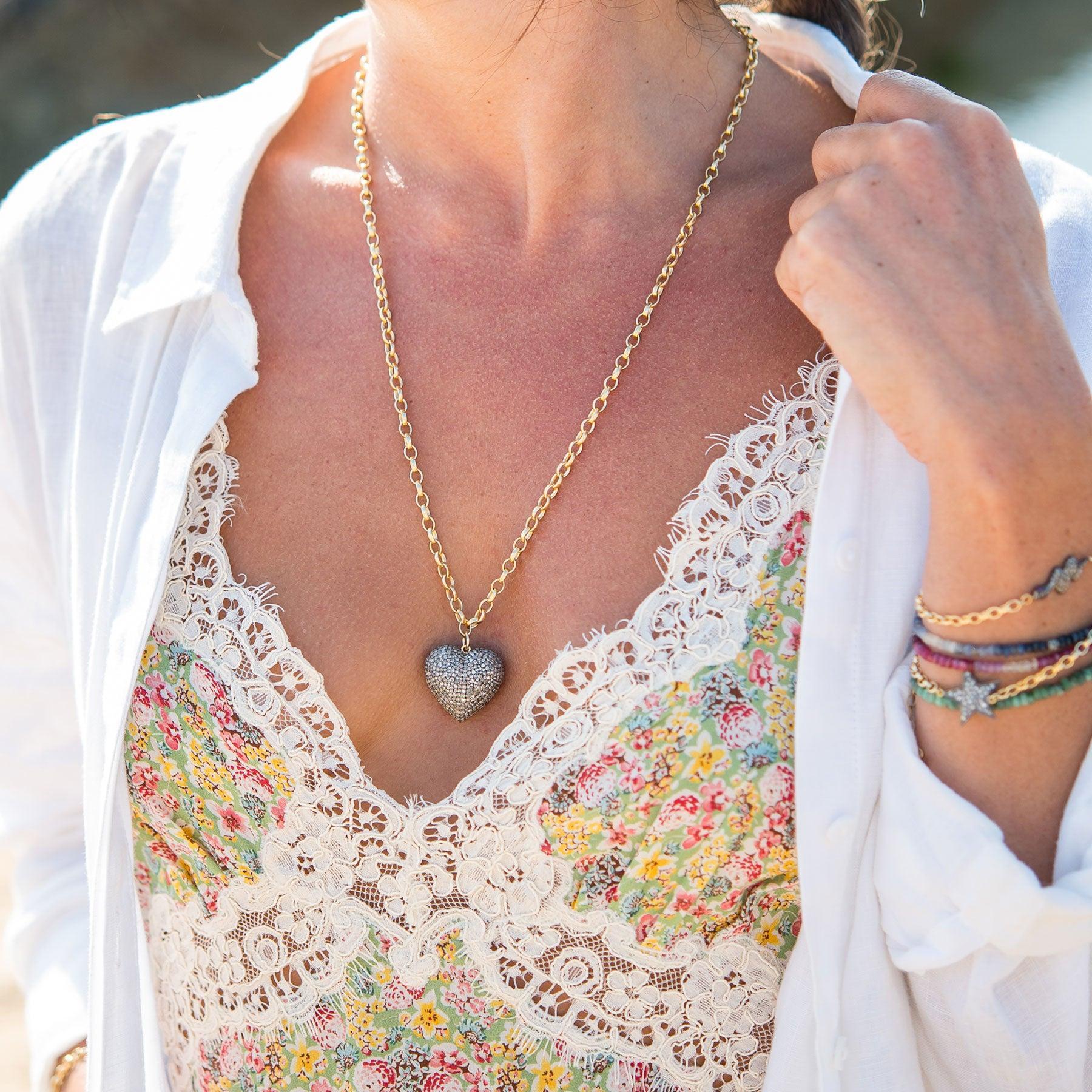 Diamond Super Chunky Cushion Heart Necklace