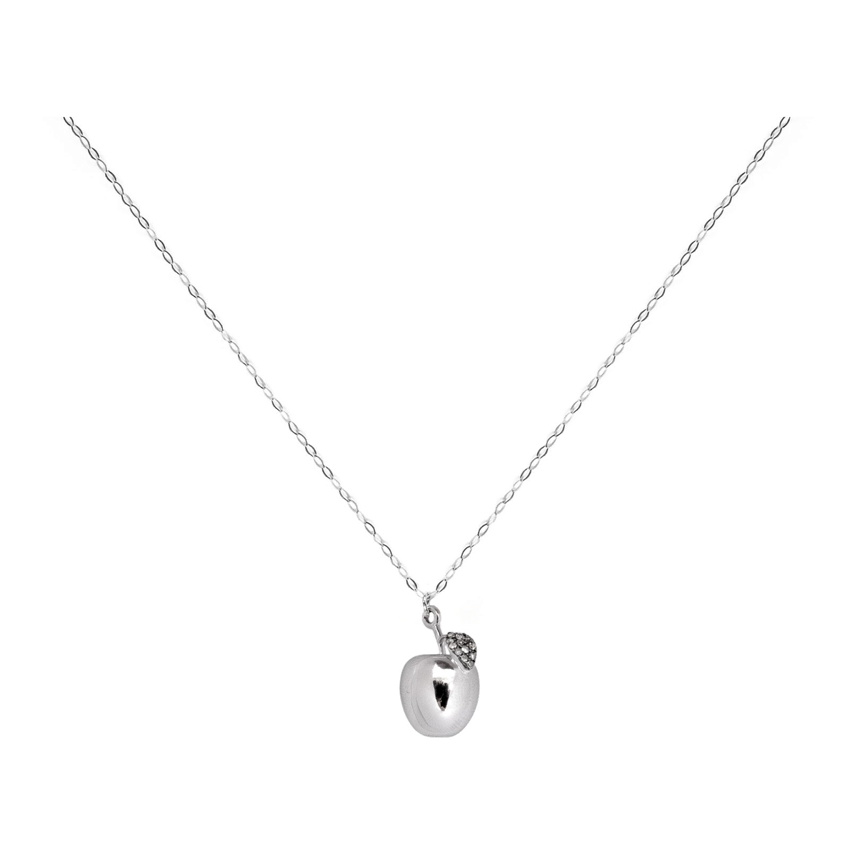 Diamond and Silver Apple Necklace