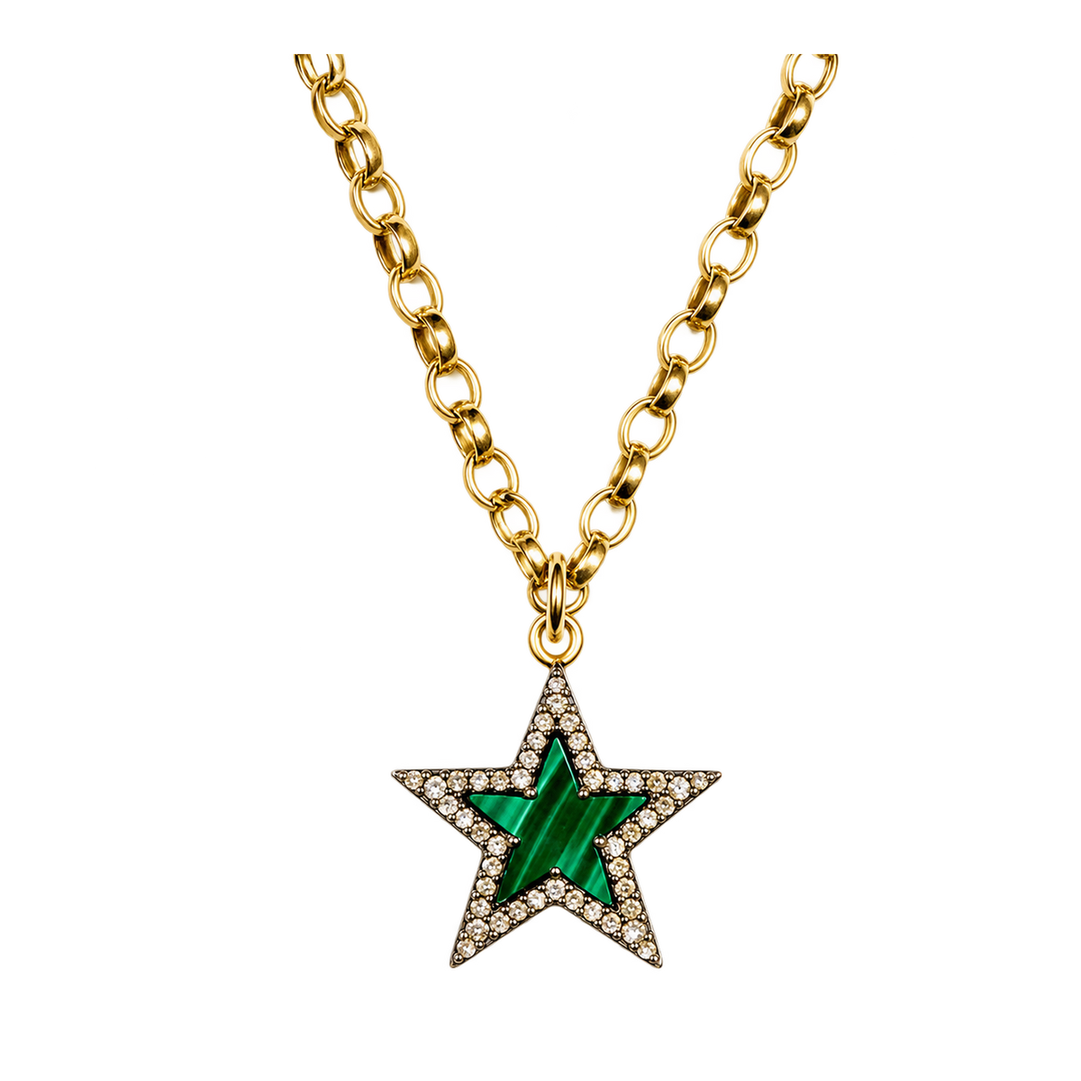 Diamond & Malachite Chunky Star Necklace