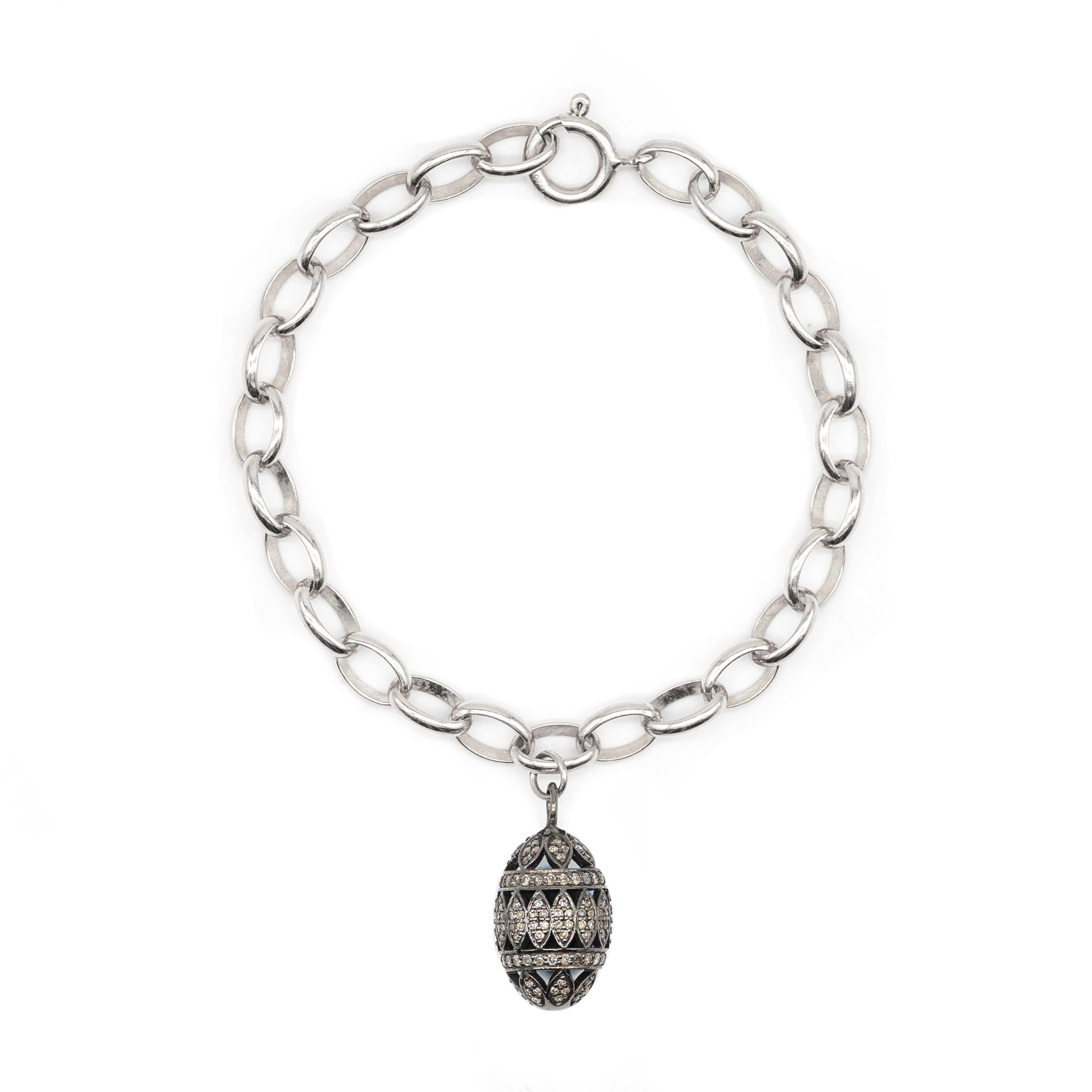 Diamond Silver Egg Bracelet