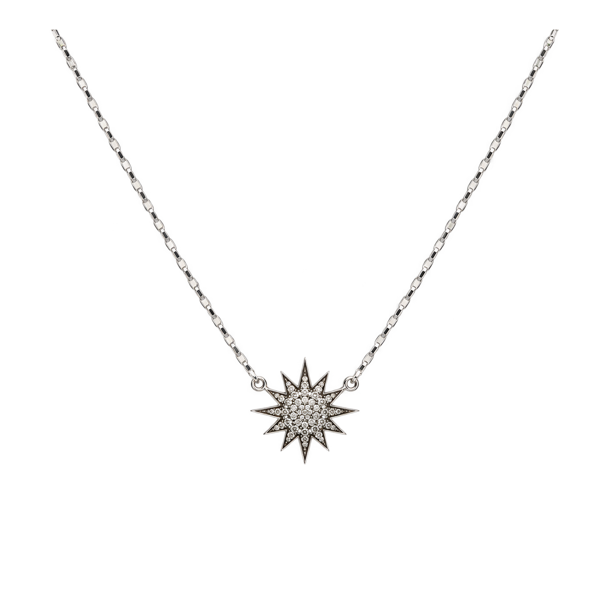Diamond & White Gold Starburst Necklace