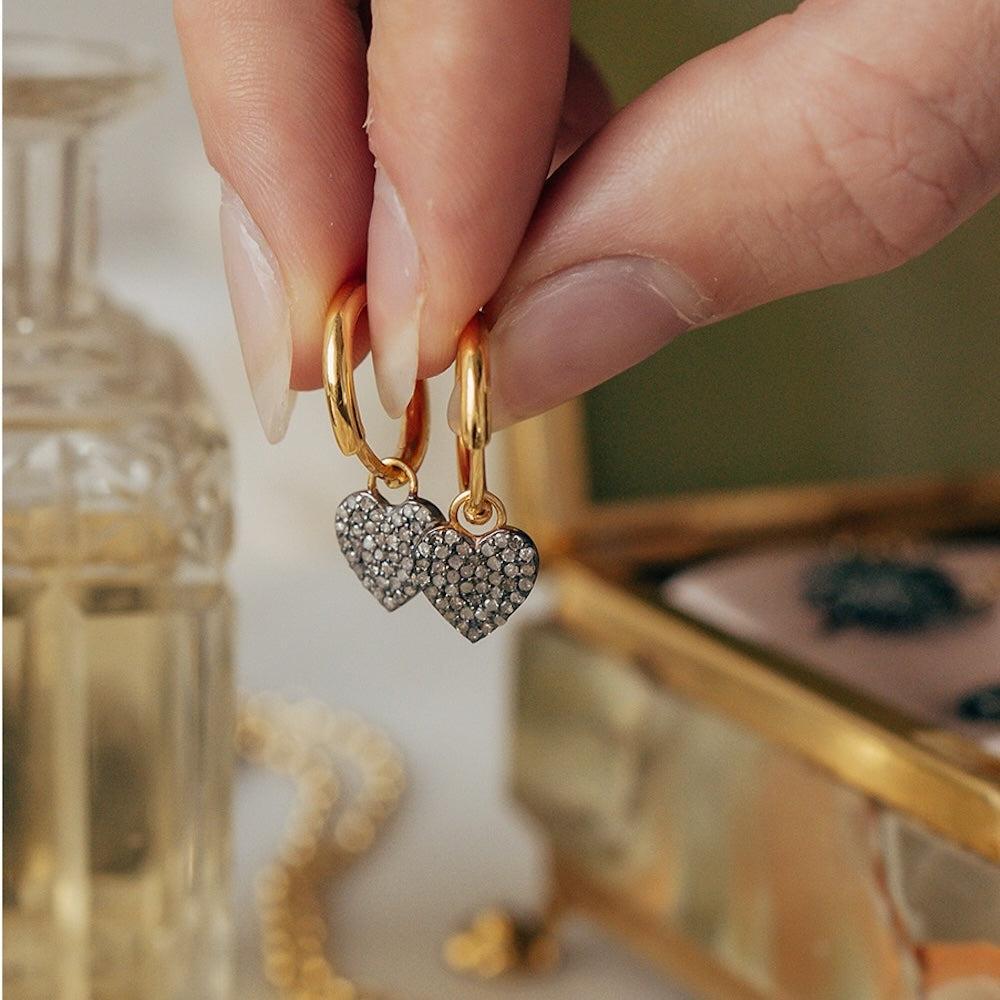 Diamond Heart Hoops