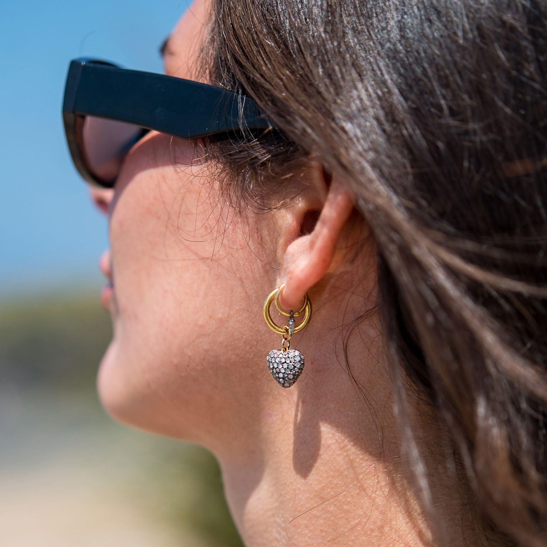 Diamond Cushion Heart Hoops