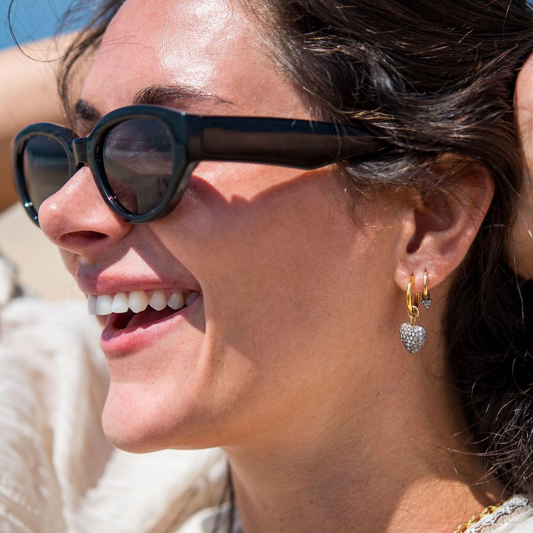 Diamond Cushion Heart Hoops