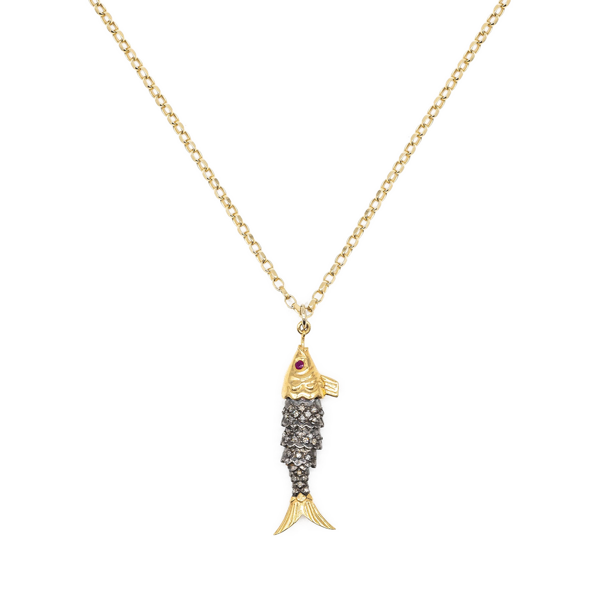Diamond & Ruby Fish Necklace