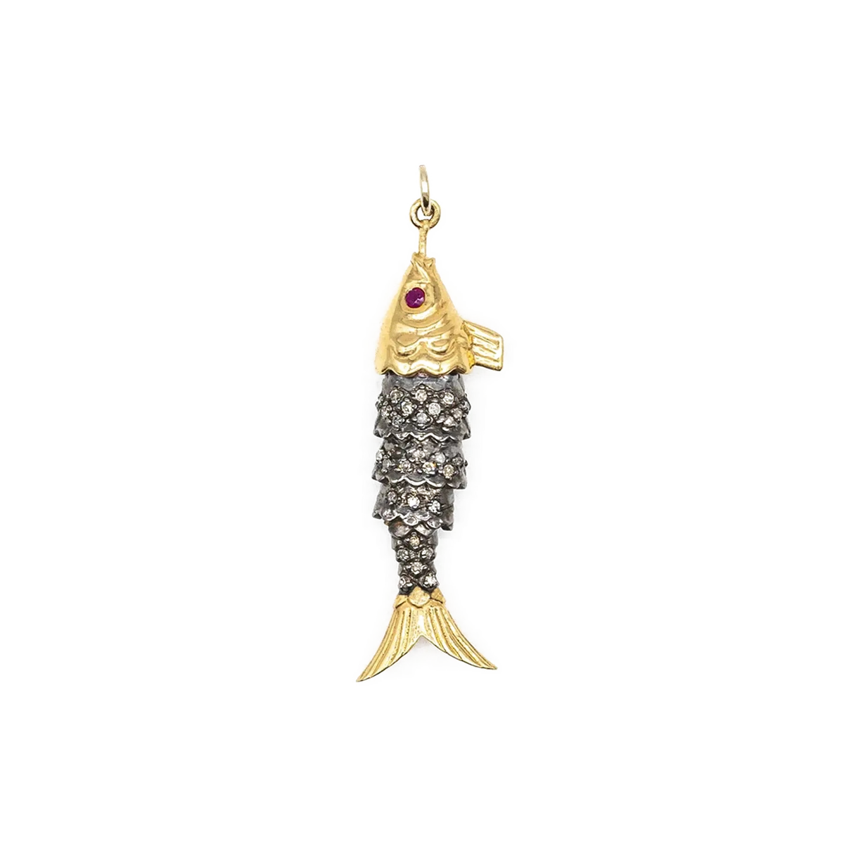 Diamond & Ruby Fish Pendant