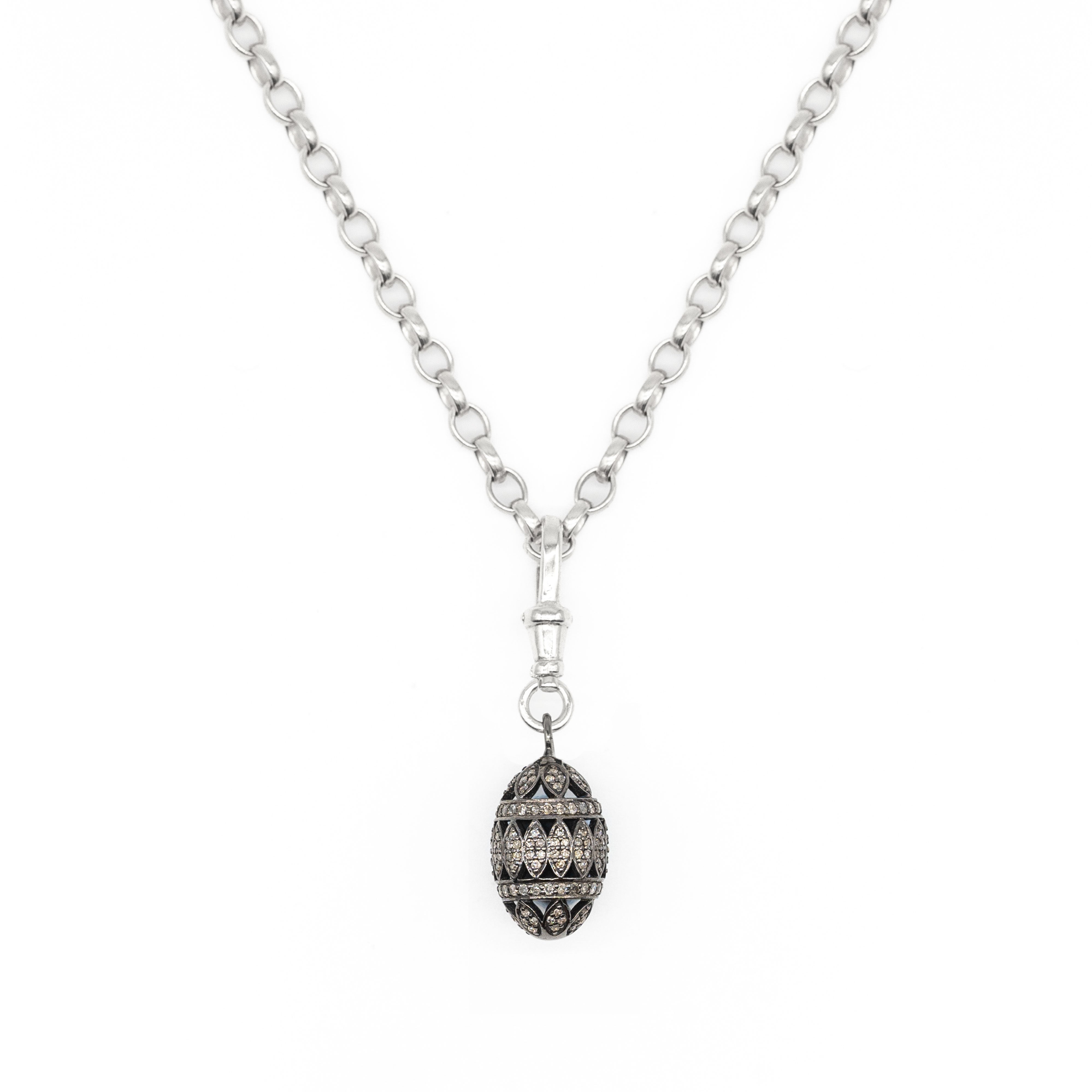 Diamond Silver Egg Necklace