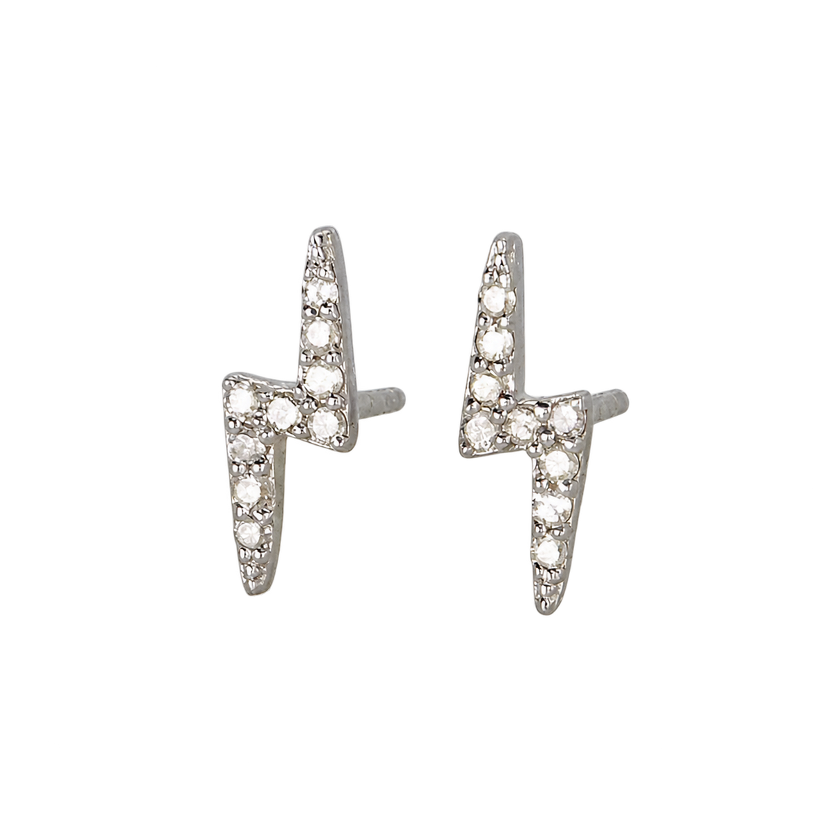 Diamond & Silver Lightning Bolt Studs