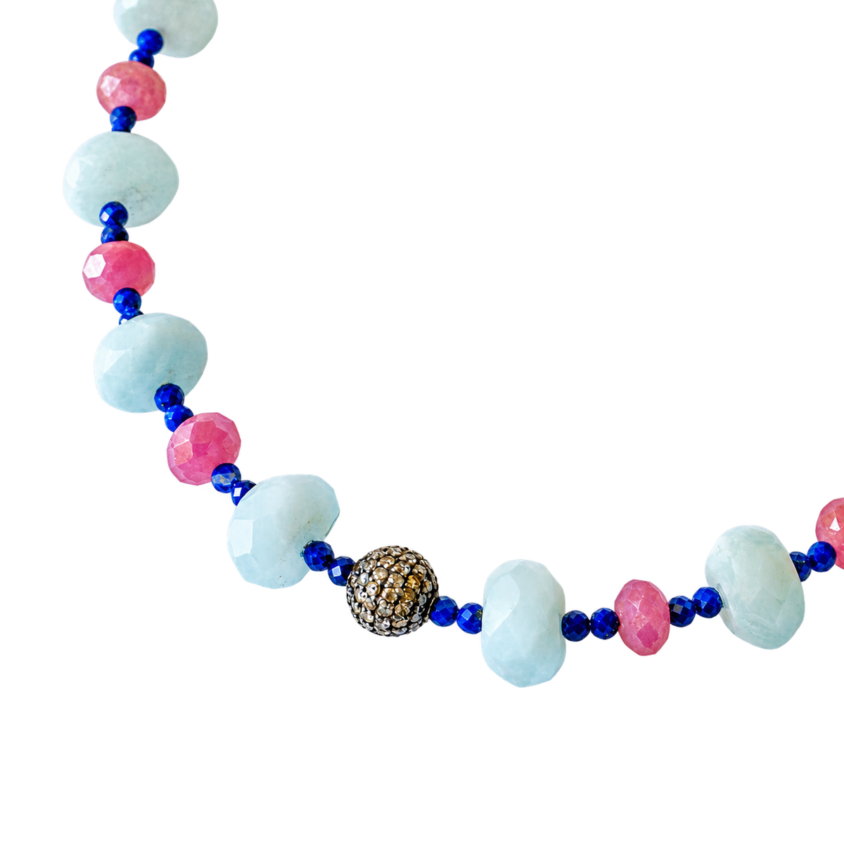 Aquamarine, Ruby & Lapis Necklace