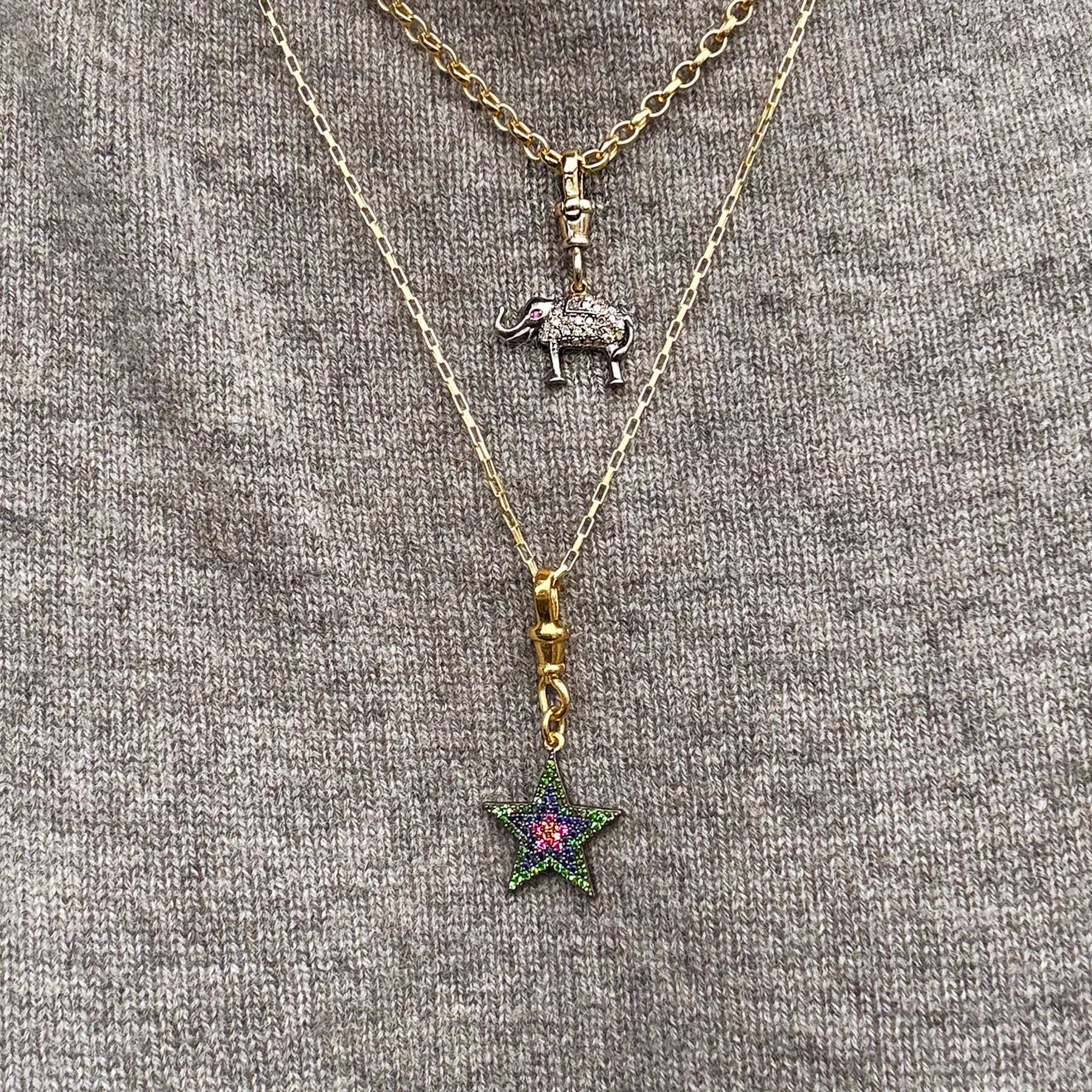 Rainbow Sapphire Chunky Star Pendant
