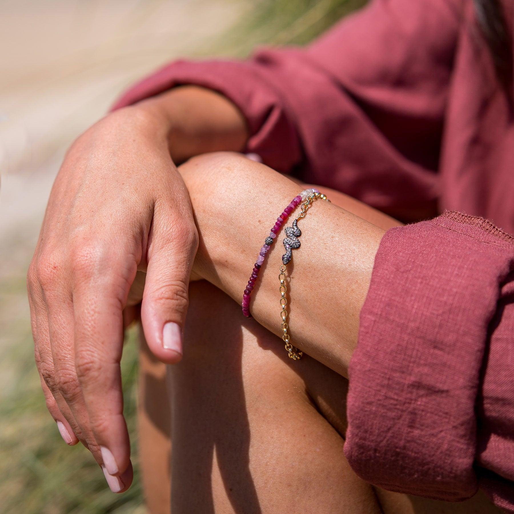 Diamond & Ruby Snake Bracelet