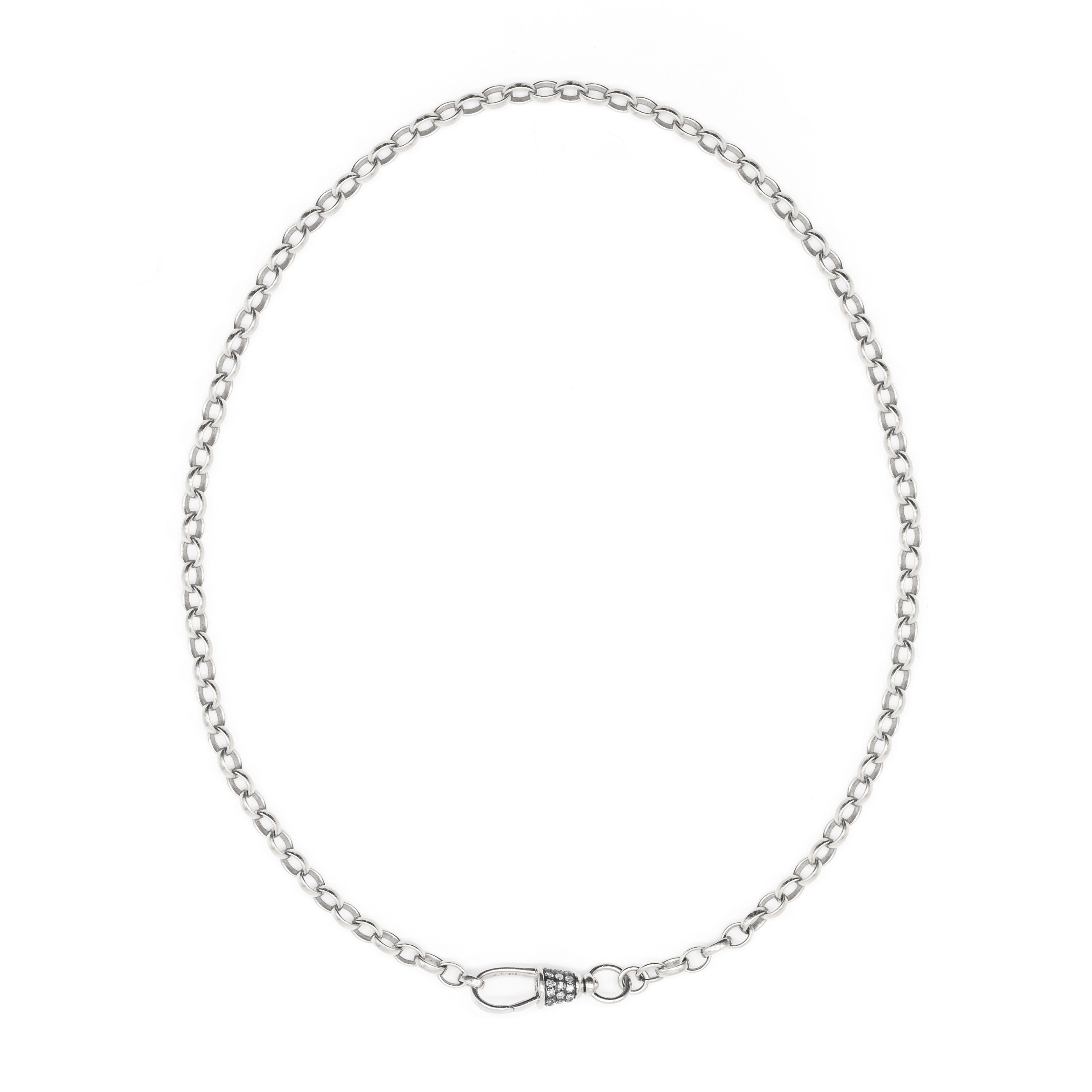 Diamond Silver Albert Swivel Necklace