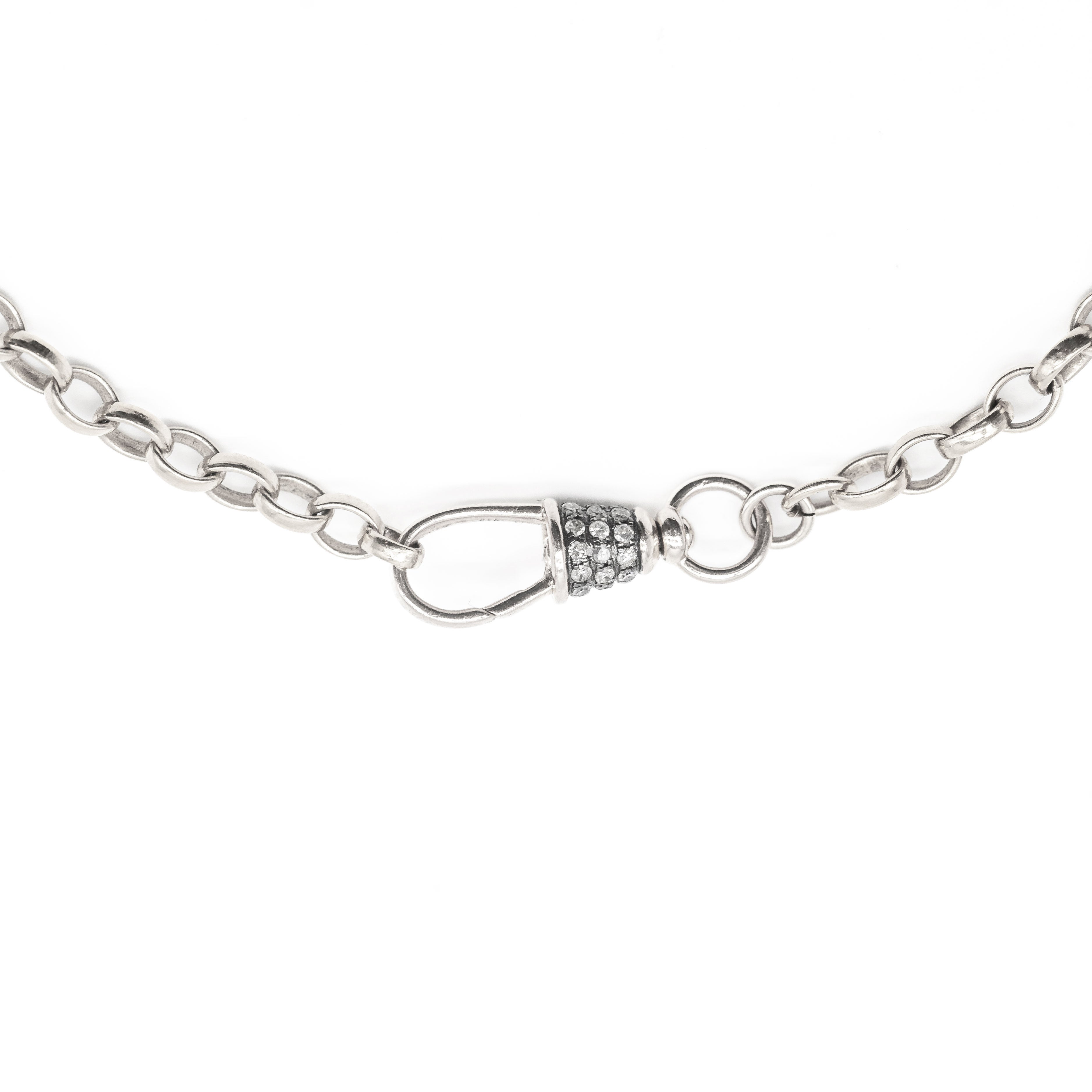 Diamond Silver Albert Swivel Necklace