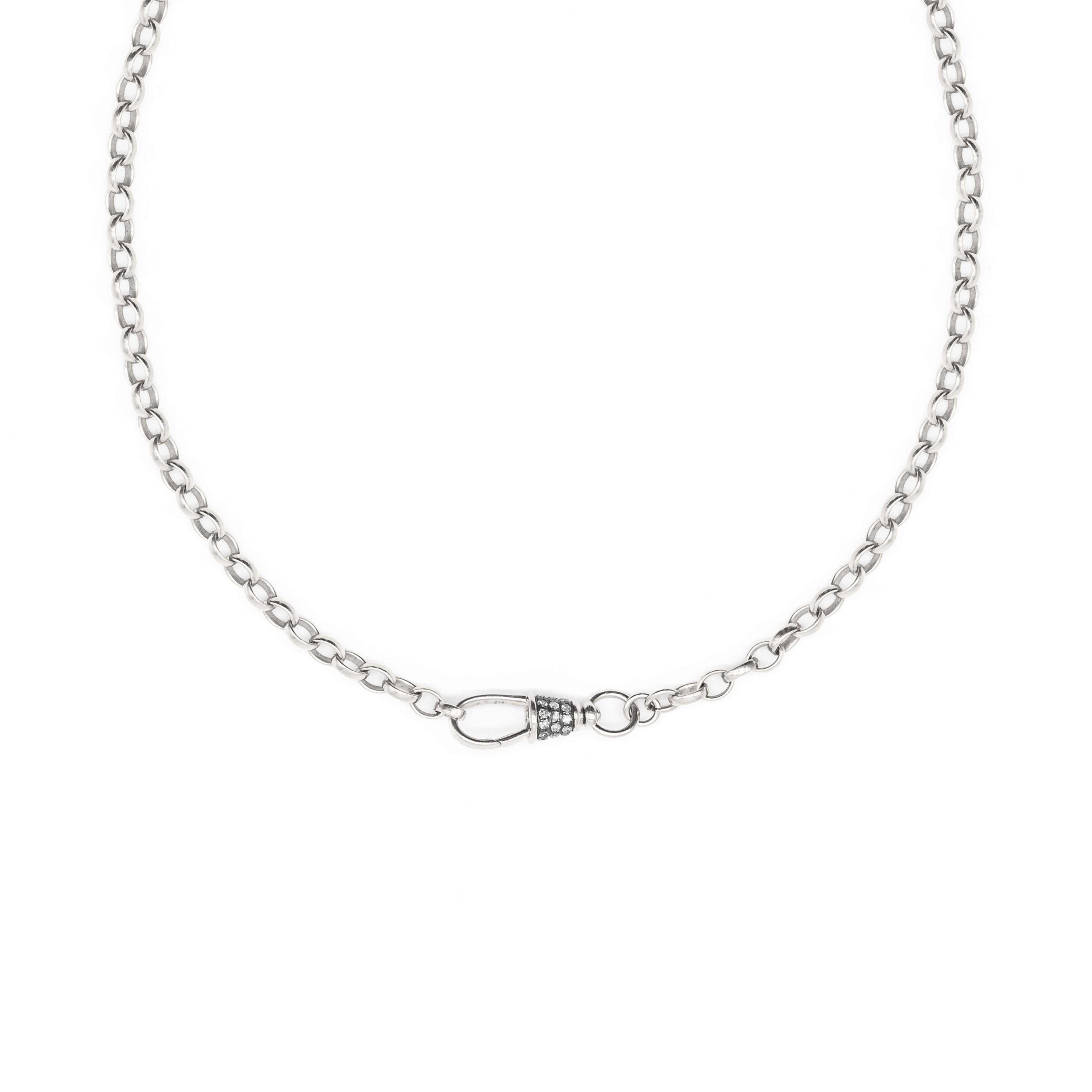 Diamond Silver Albert Swivel Necklace