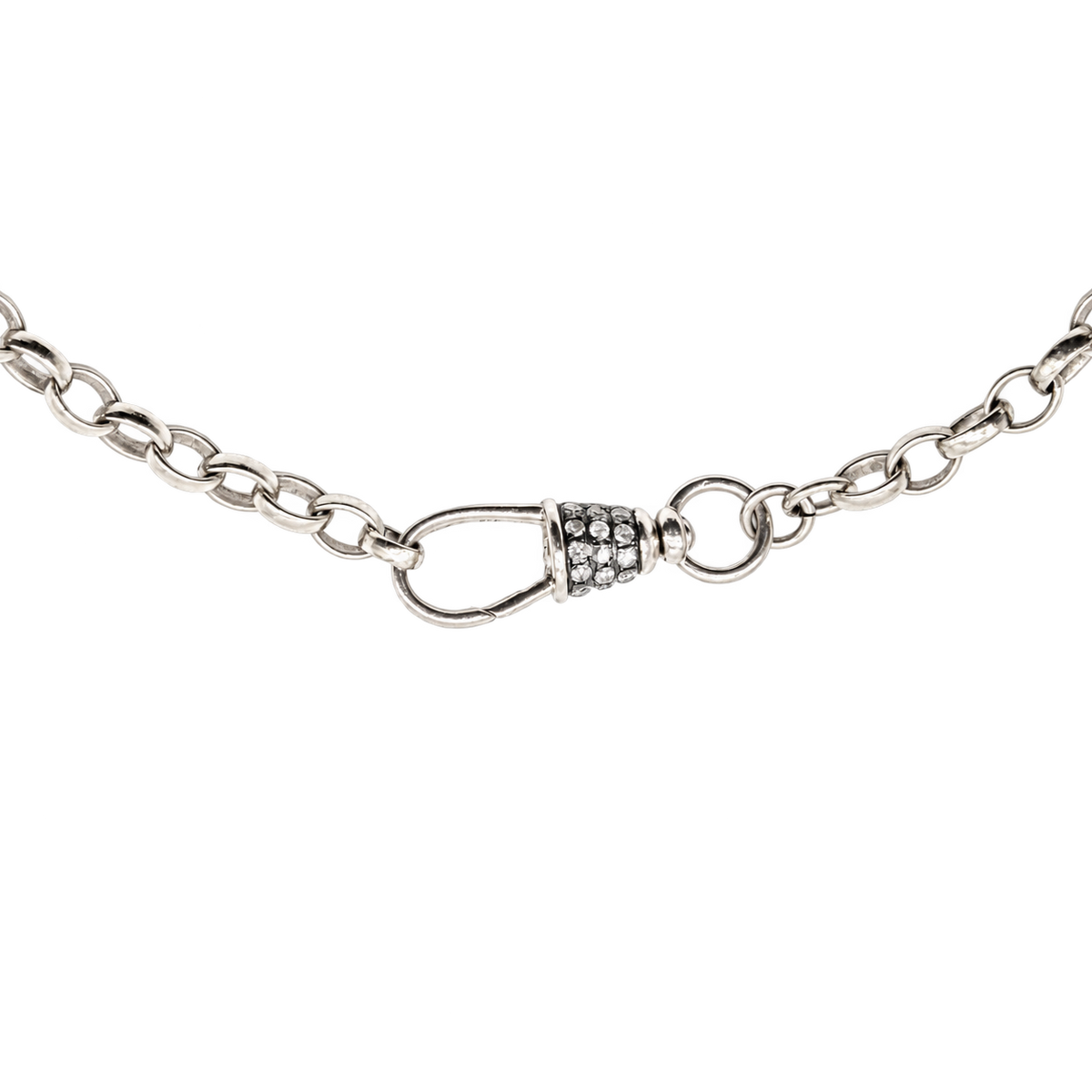 Diamond Silver Albert Swivel Necklace