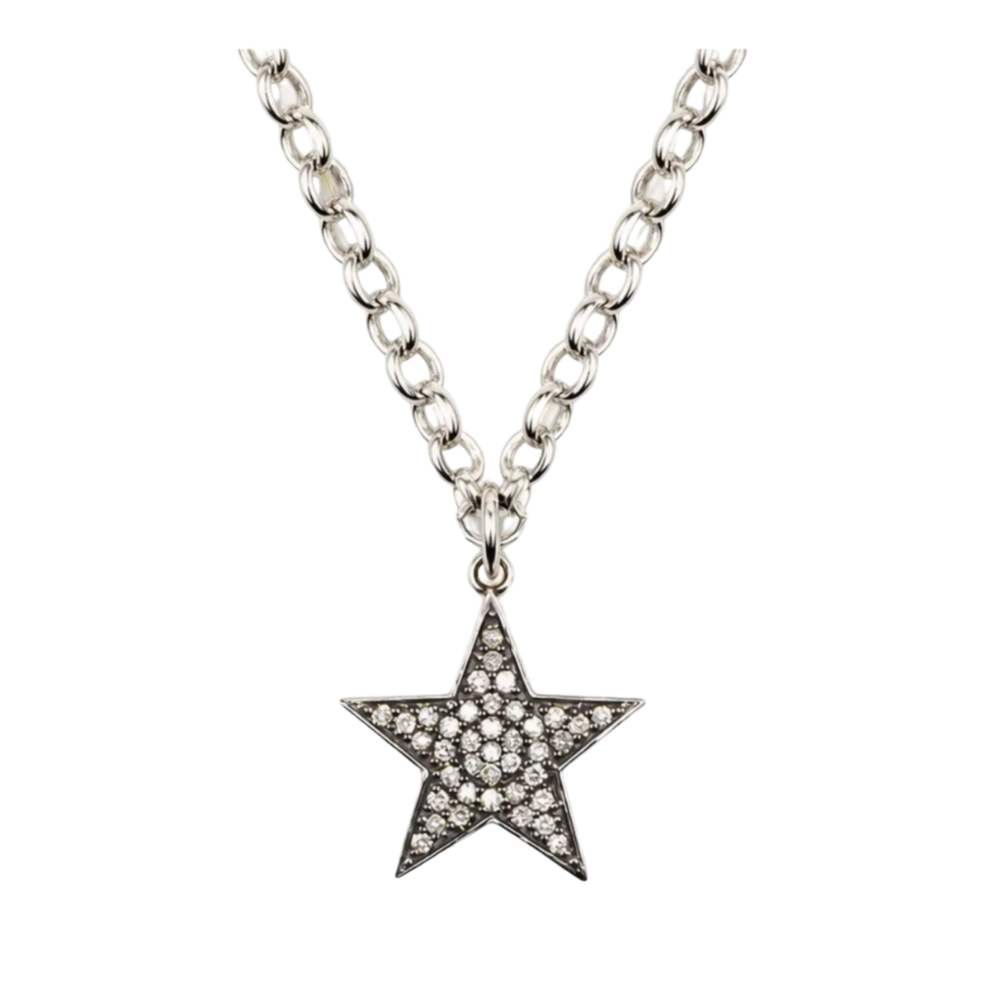 Diamond & Silver Classic Chunky Star Necklace