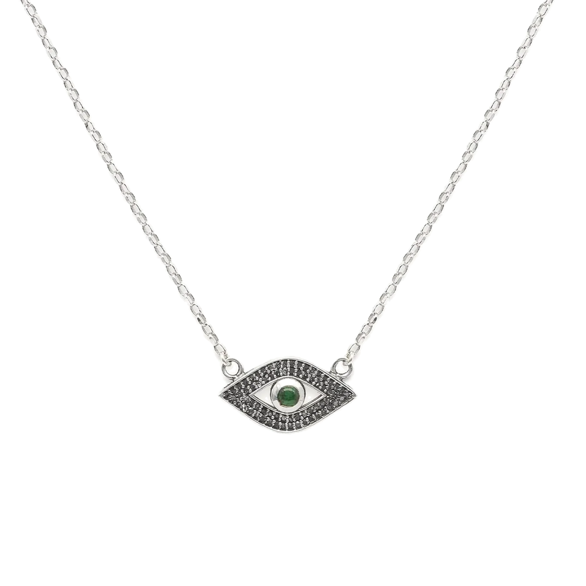 Diamond & White Gold Evil Eye Necklace