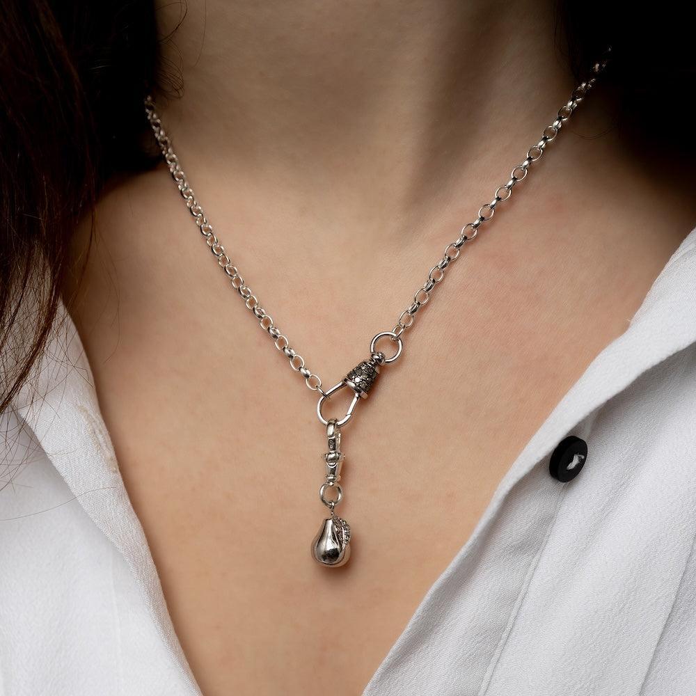 Diamond & Silver Pear Pendant