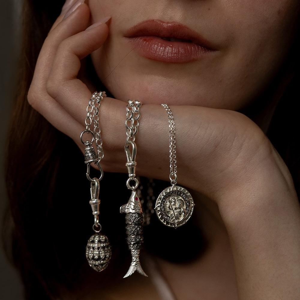 Angie Smith x KLM Diamond & Silver St Christopher Necklace