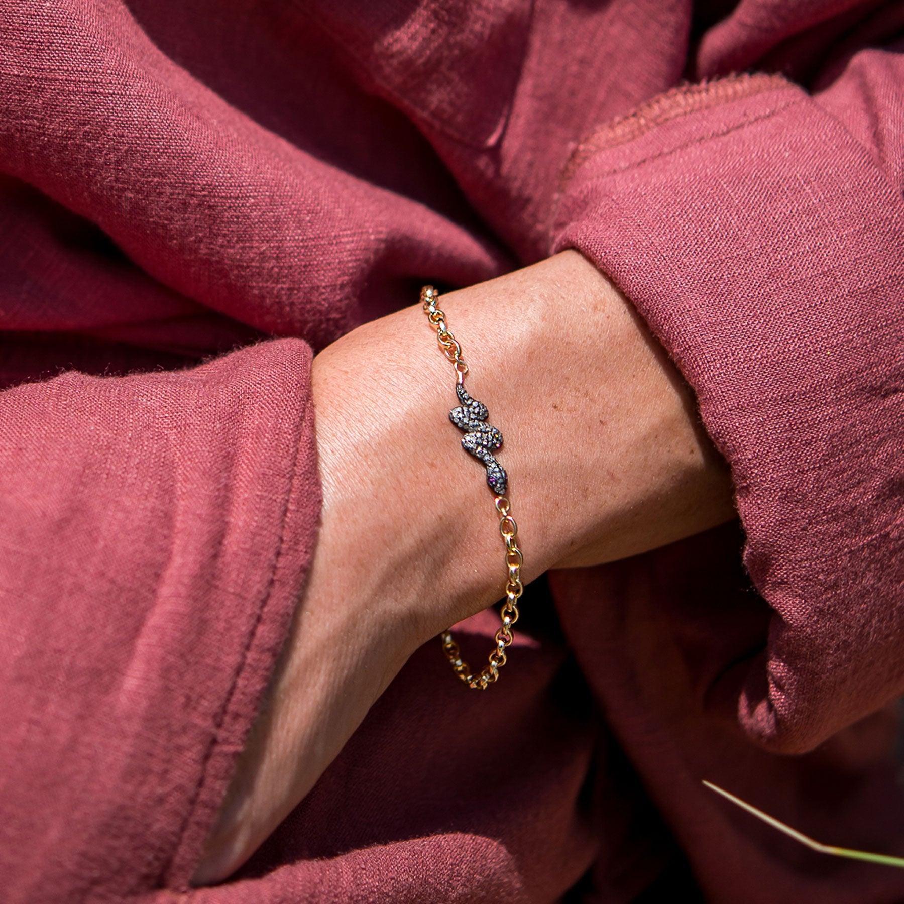 Diamond & Ruby Snake Bracelet