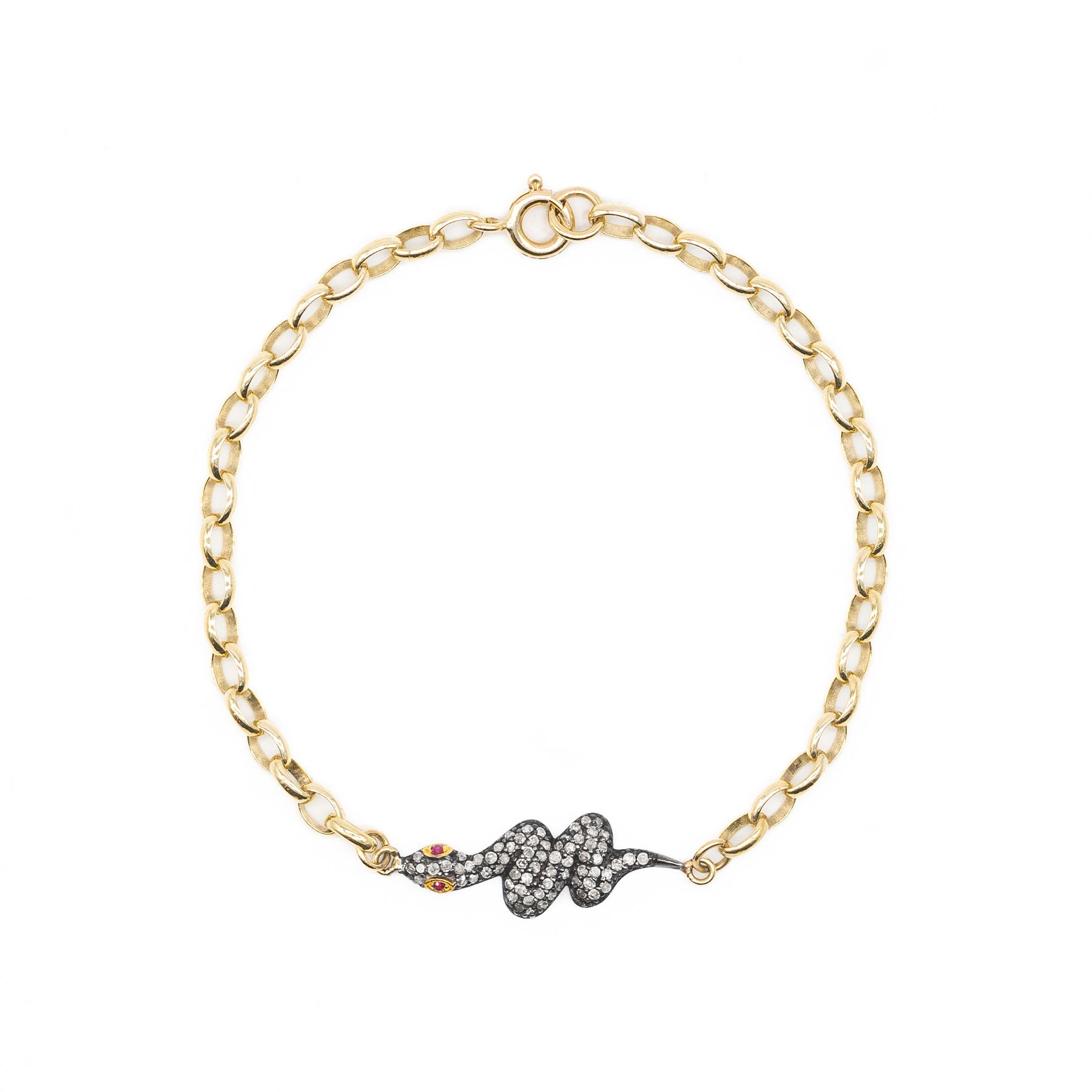 Diamond & Ruby Snake Bracelet