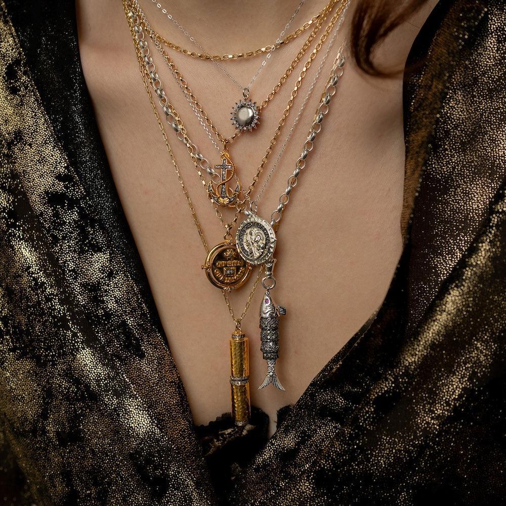 Angie Smith x KLM Diamond & Silver St Christopher Necklace