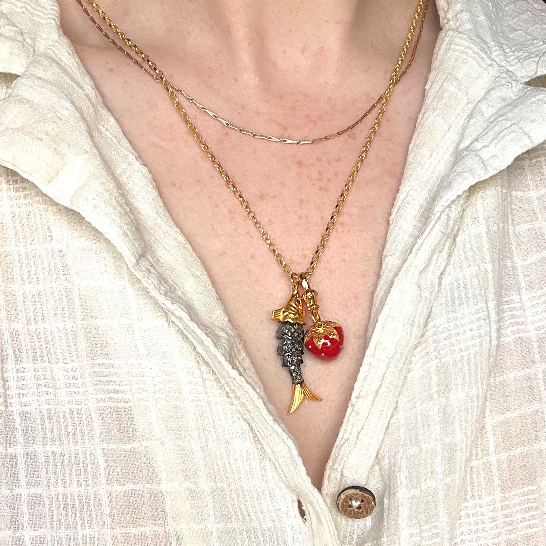 Diamond Strawberry Albert Swivel Pendant