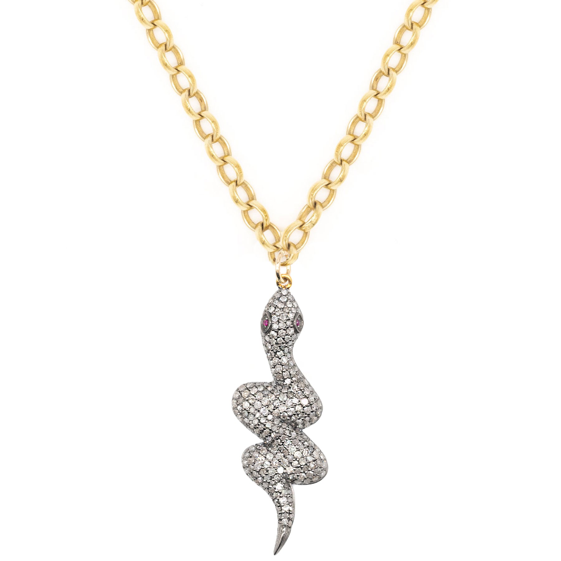 Diamond & Ruby Super Chunky Snake Necklace