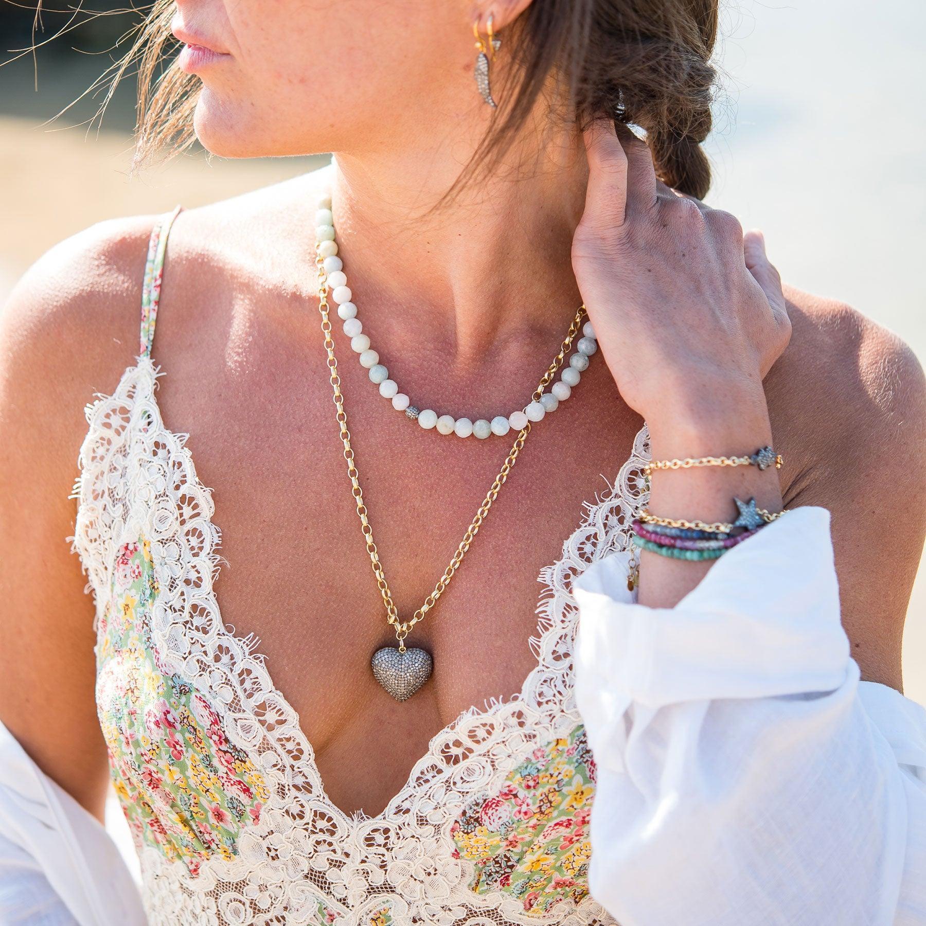 Diamond Super Chunky Cushion Heart Necklace