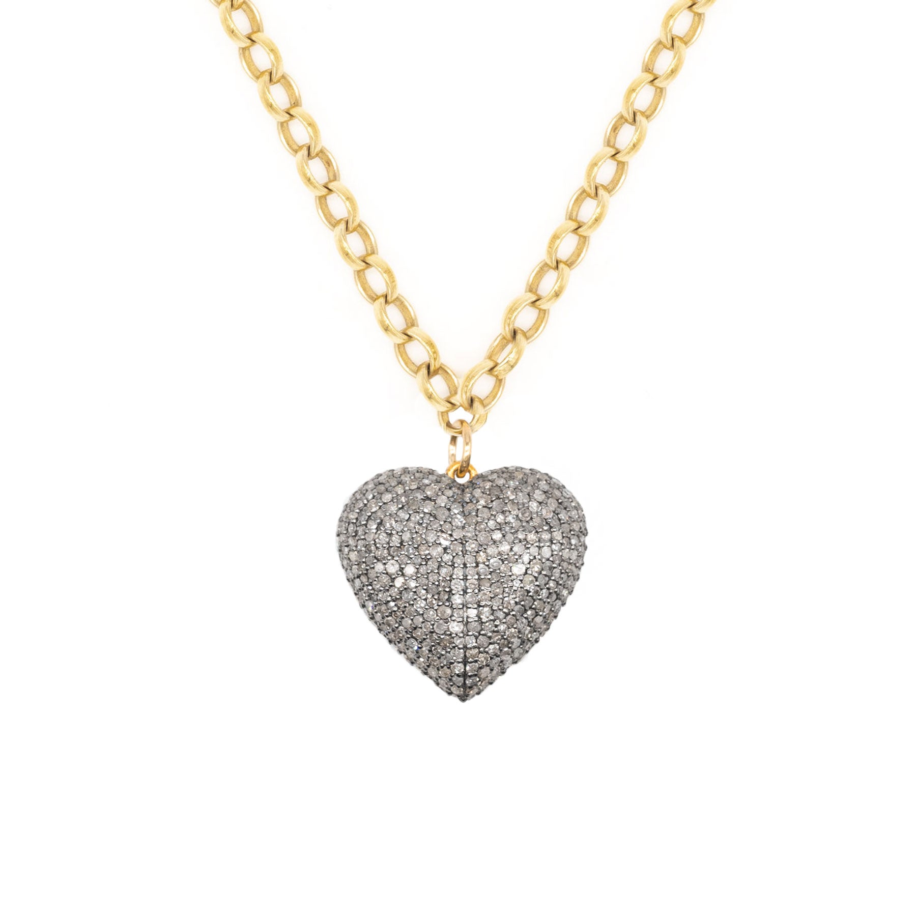 Diamond Super Chunky Cushion Heart Necklace